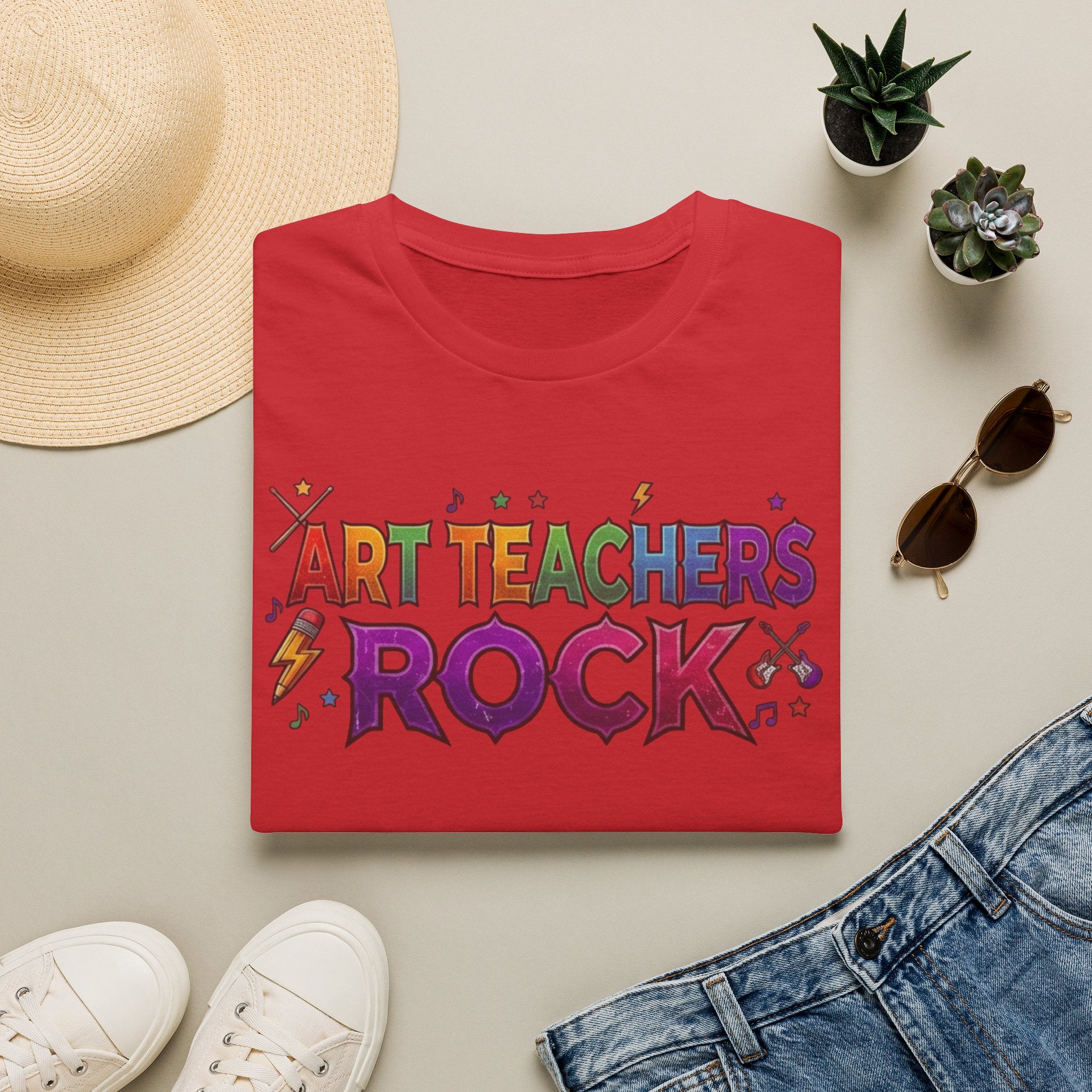 Art Teachers Rock T-Shirt — Colorful Music & Art Teacher Gift