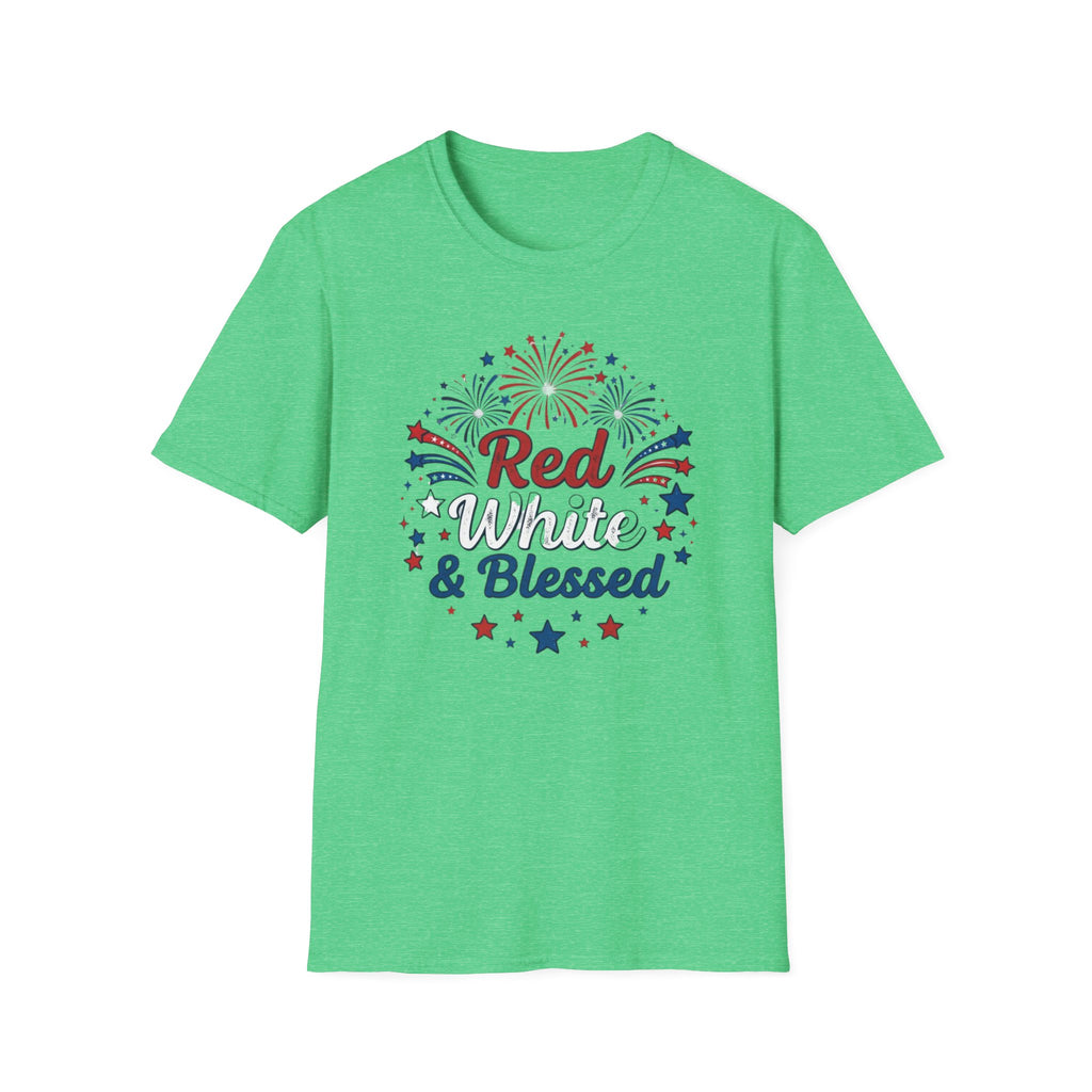 T-Shirt — "Red White & Blessed" Patriotic Fireworks Tee for 4th of July
