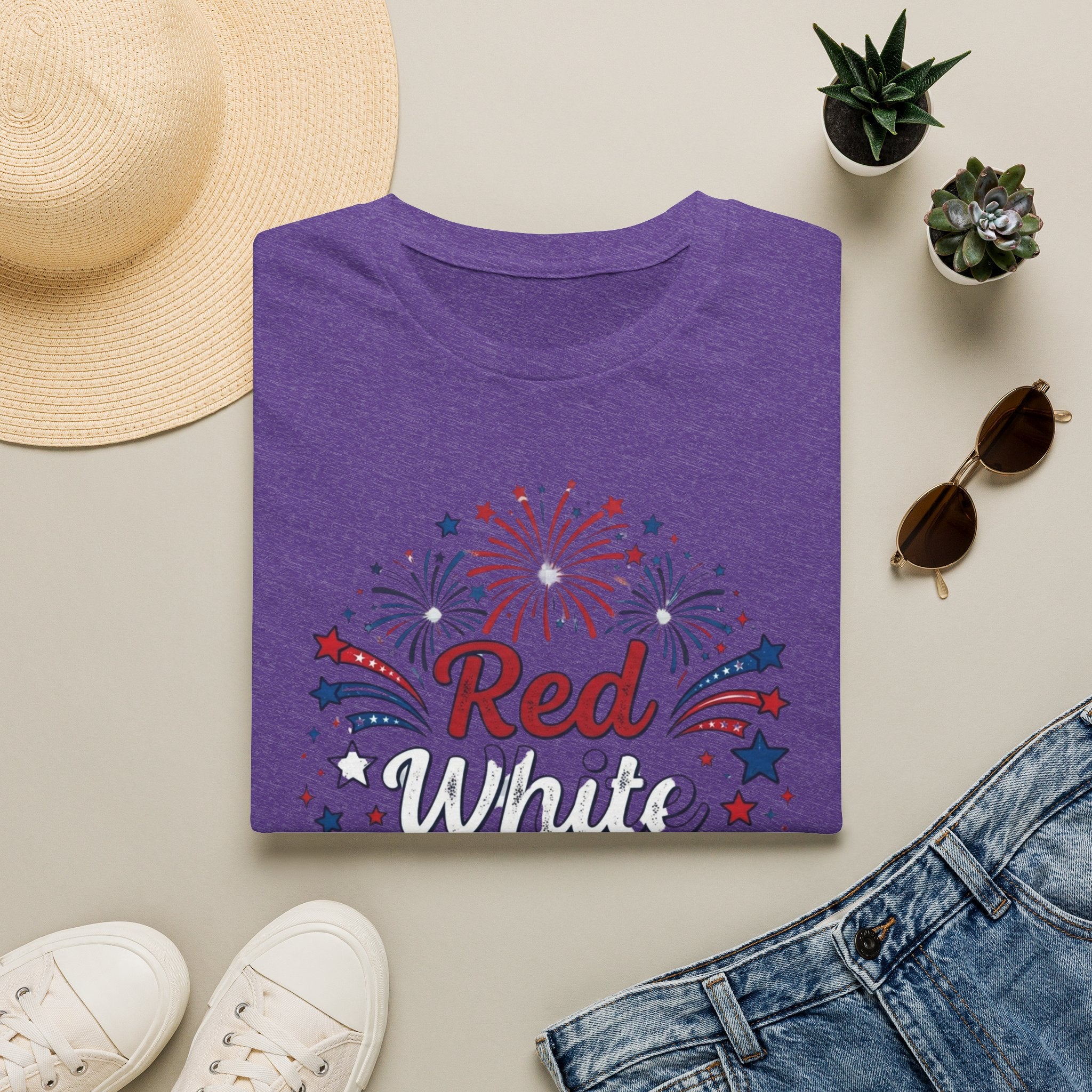 T-Shirt — "Red White & Blessed" Patriotic Fireworks Tee for 4th of July