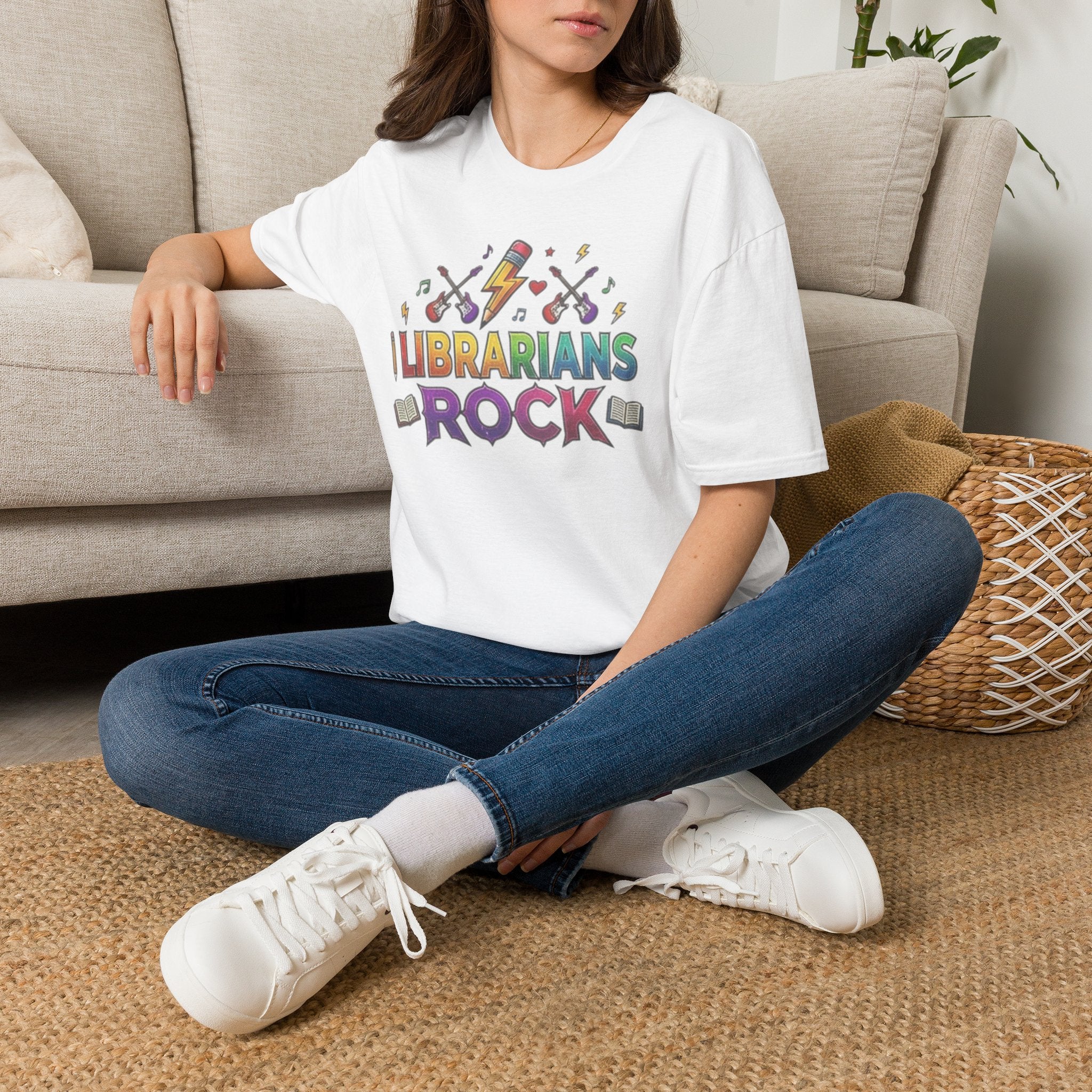 Librarians Rock T-Shirt — Colorful Music & Books Design