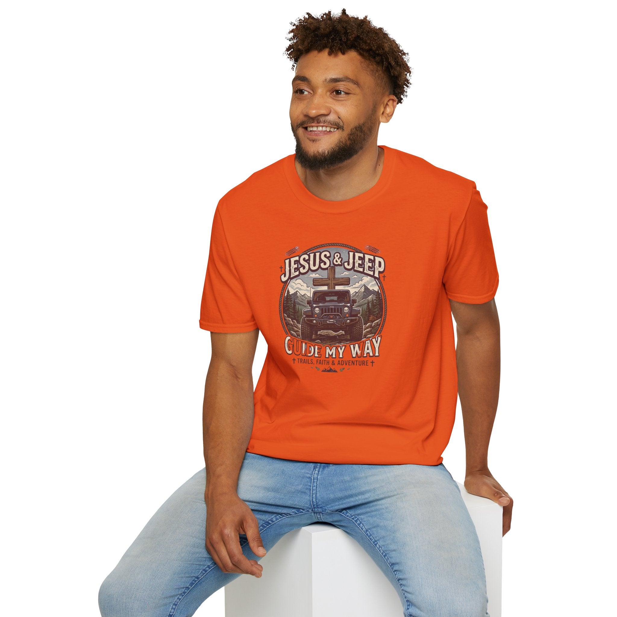 Jesus & Jeep T‑Shirt — Christian Off‑Road Faith Tee ("Jesus & Jeep Guide My Way")