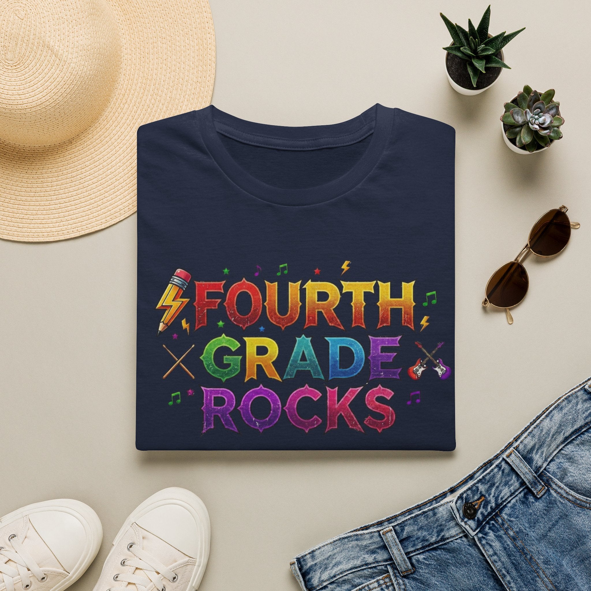 Fourth Grade Rocks T-Shirt — Colorful Teacher/Student Appreciation Tee