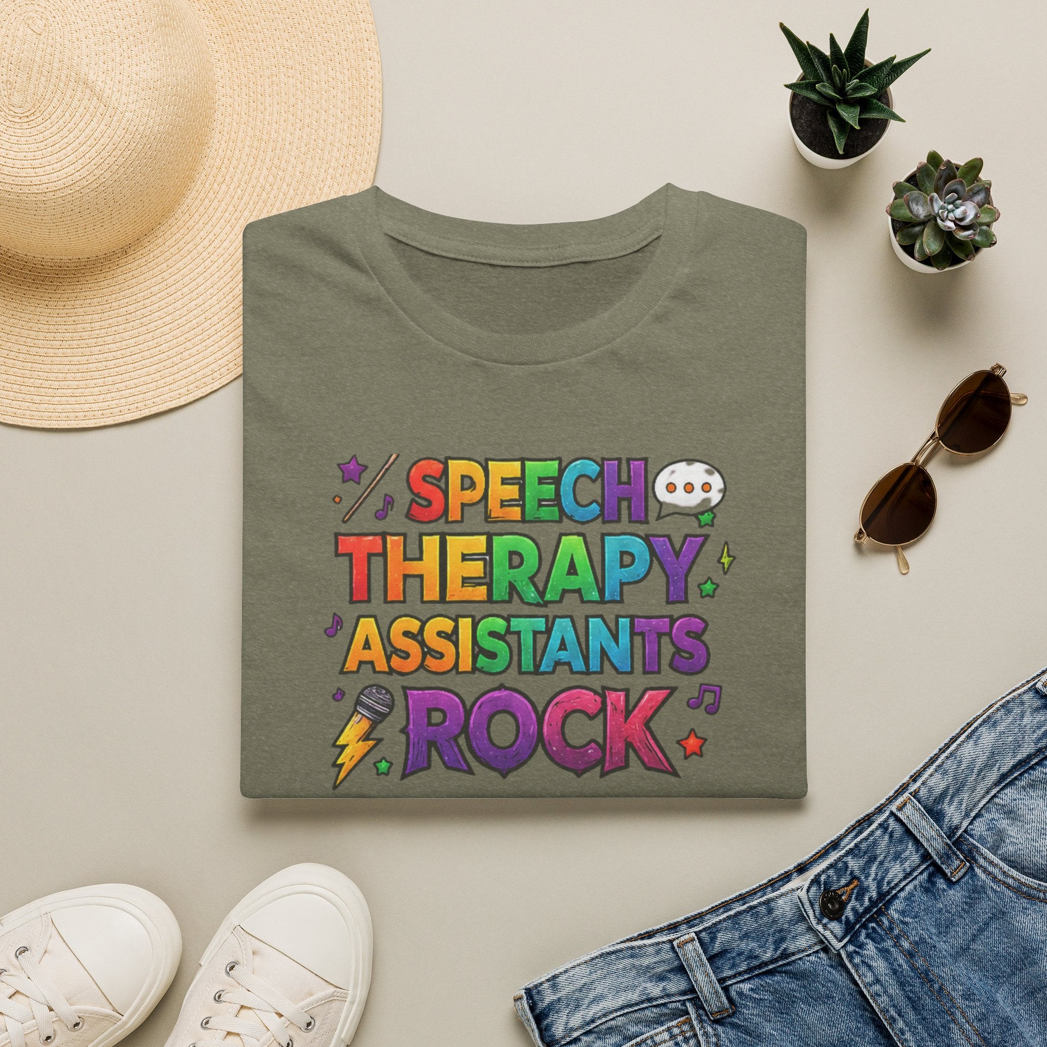 Speech Therapy Assistants Rock T-Shirt — Colorful Retro Pride Tee for SLP Assistants