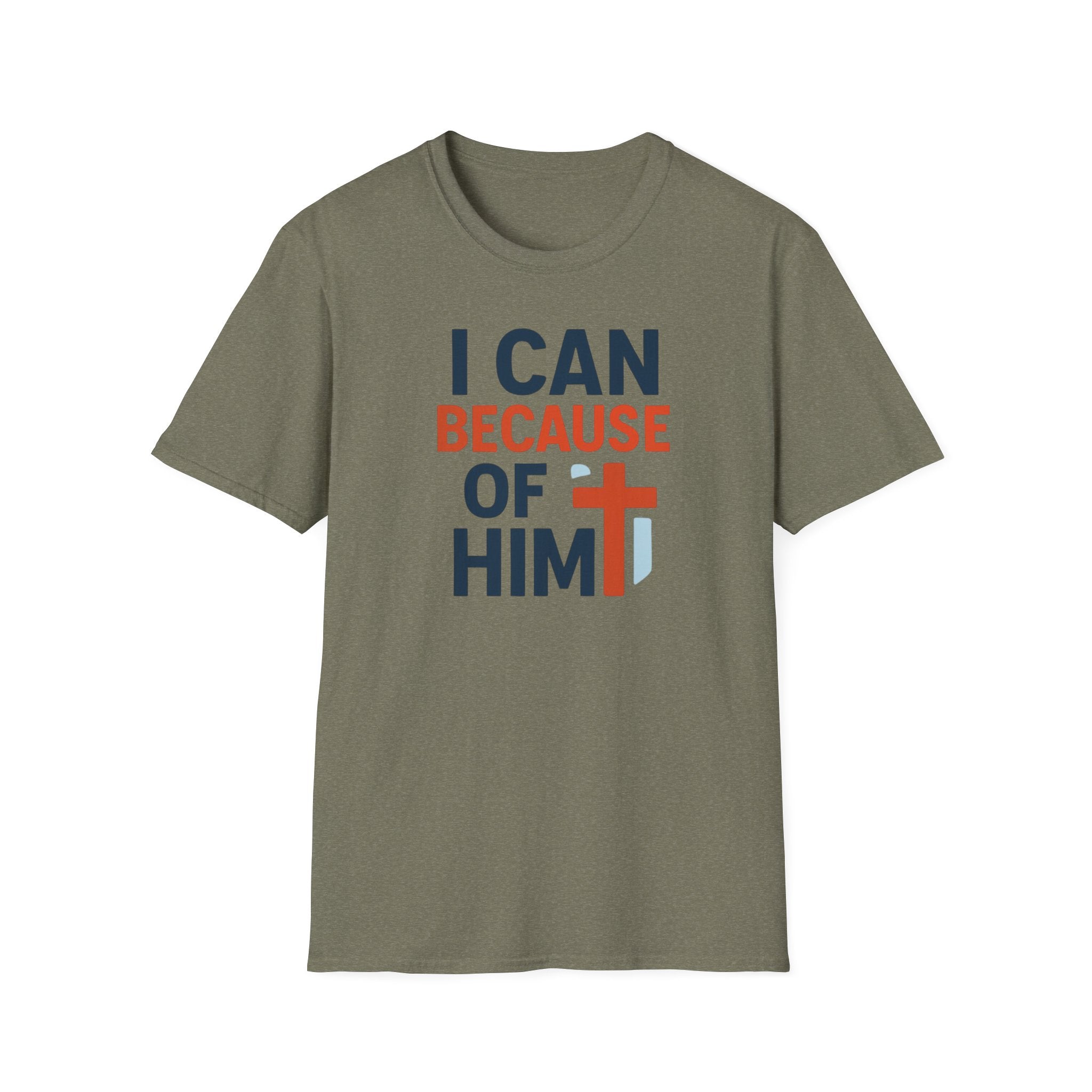 I Can Because of Him T-Shirt – Christian Faith Cross Tee