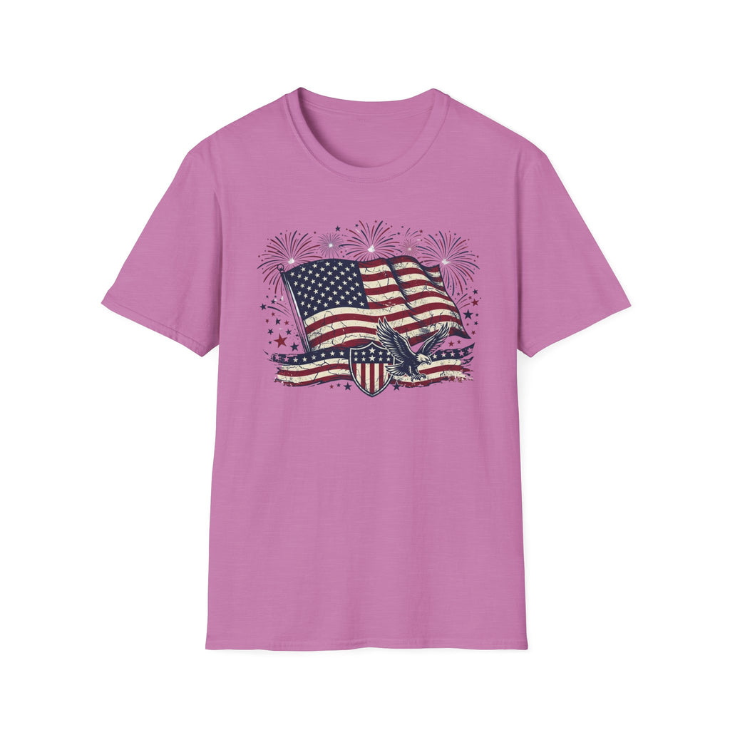 American Flag Eagle T-Shirt — Patriotic 4th of July Tee with Fireworks