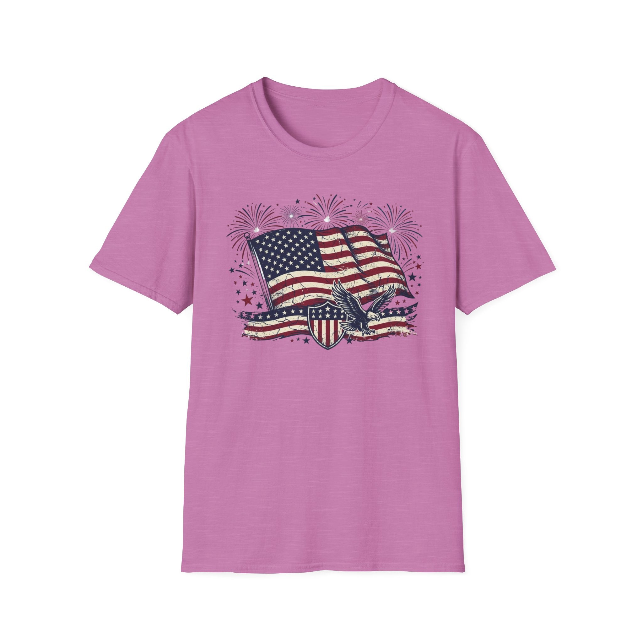 American Flag Eagle T-Shirt — Patriotic 4th of July Tee with Fireworks