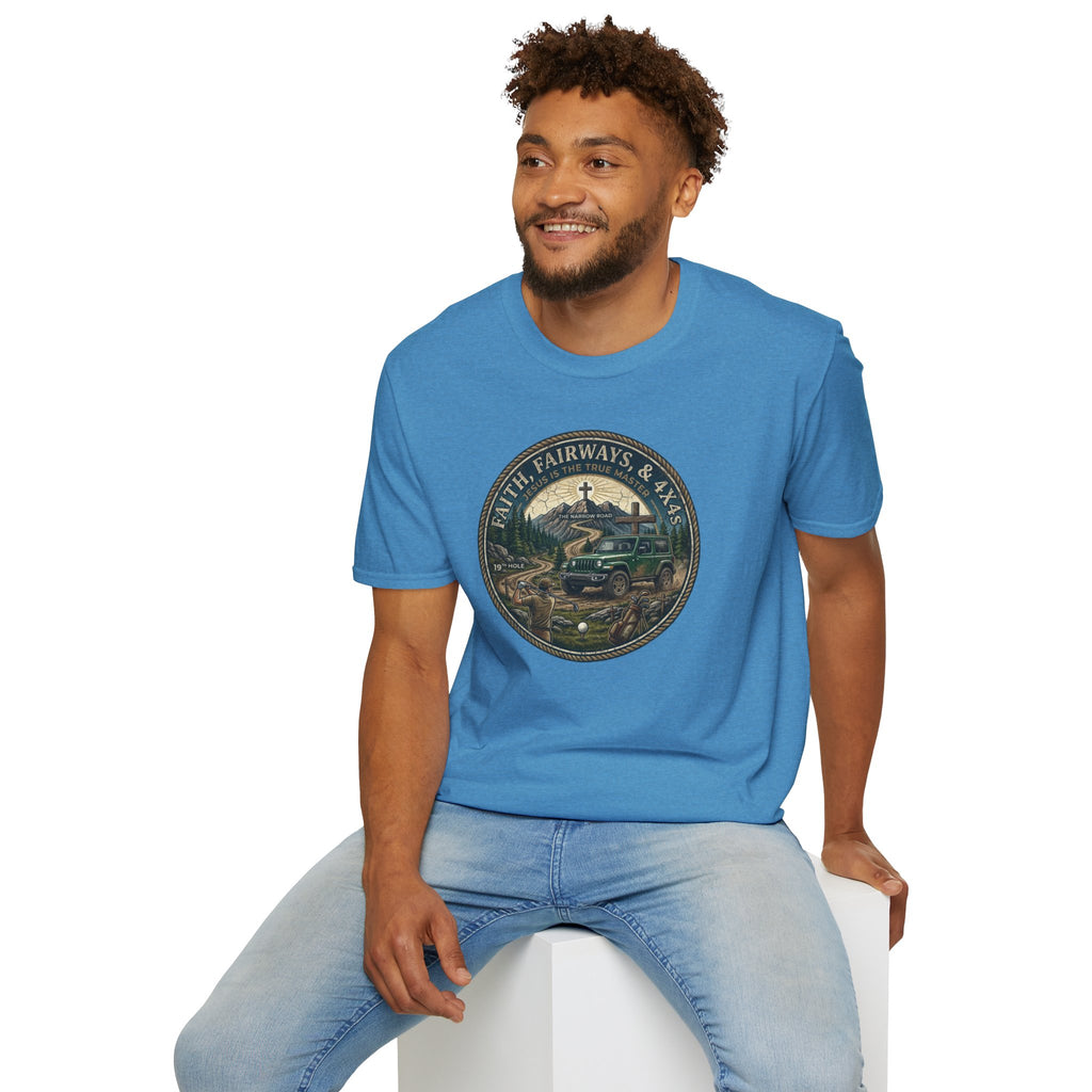 Faith, Fairways & 4x4s Graphic Tee — Outdoor Christian Adventure T-Shirt