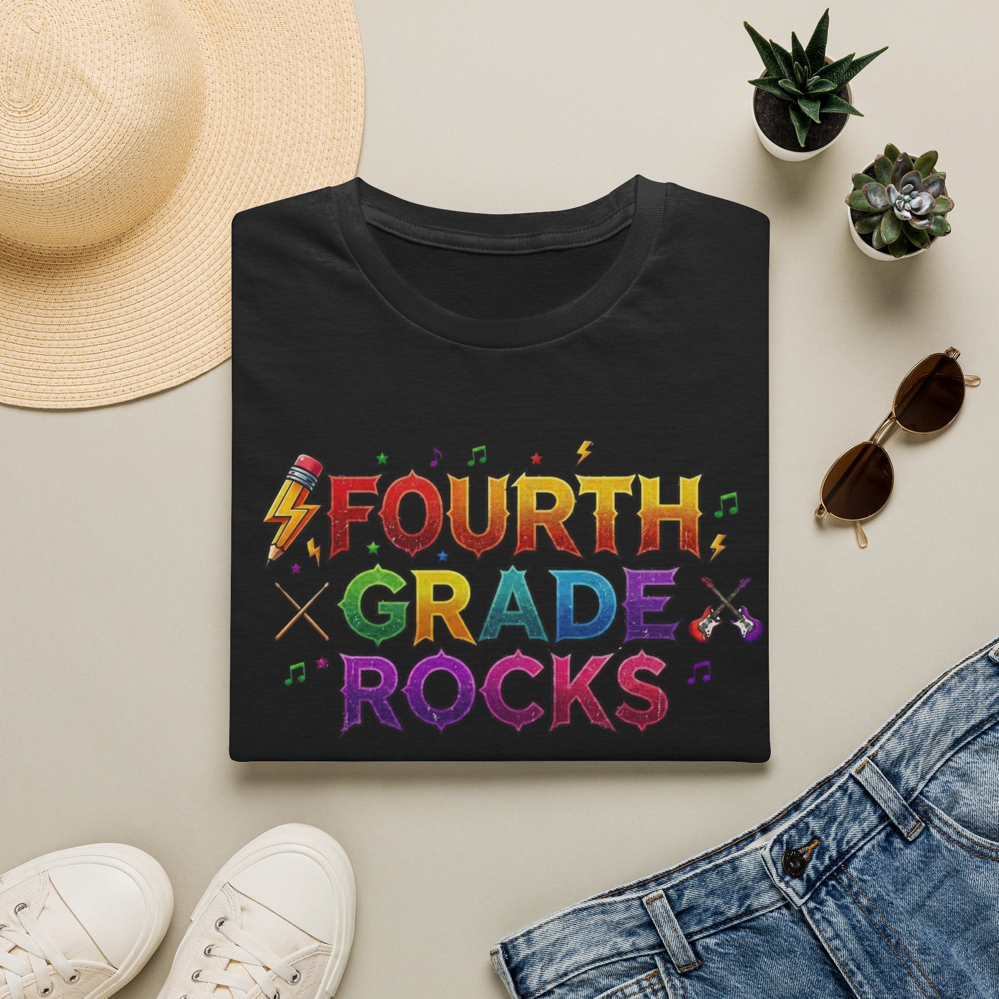 Fourth Grade Rocks T-Shirt — Colorful Teacher/Student Appreciation Tee