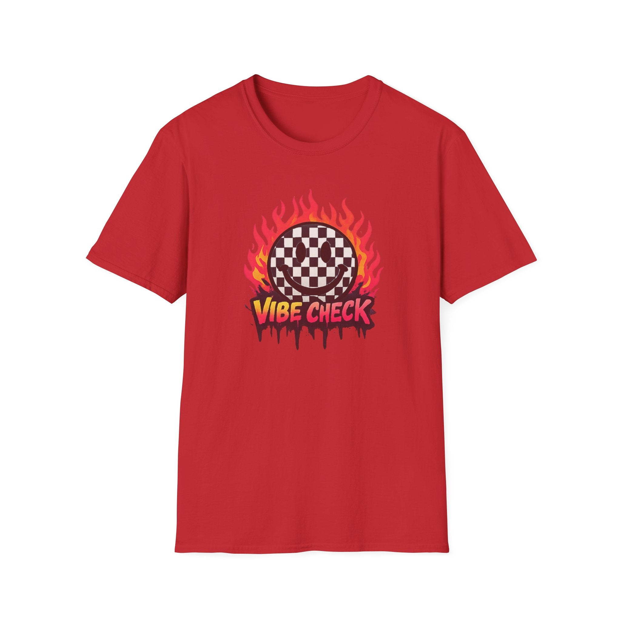 Vibe Check Graphic T-Shirt — Checkerboard Flame Design