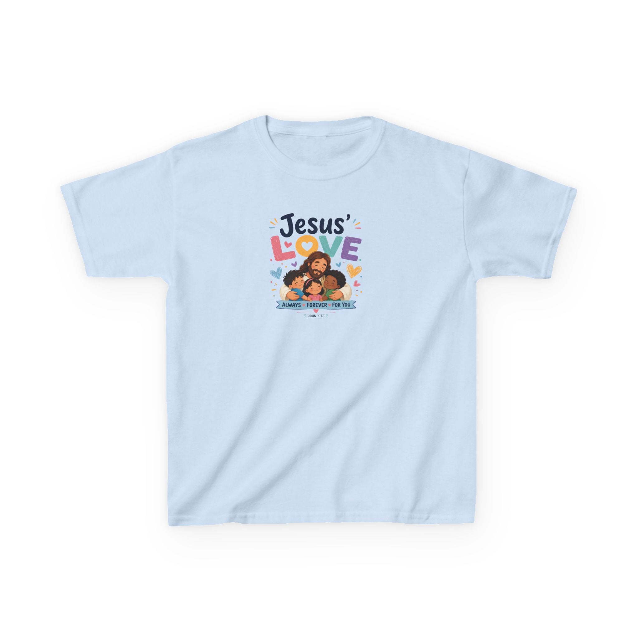 Kids Tee - "Jesus' Love" Colorful Faith Graphic