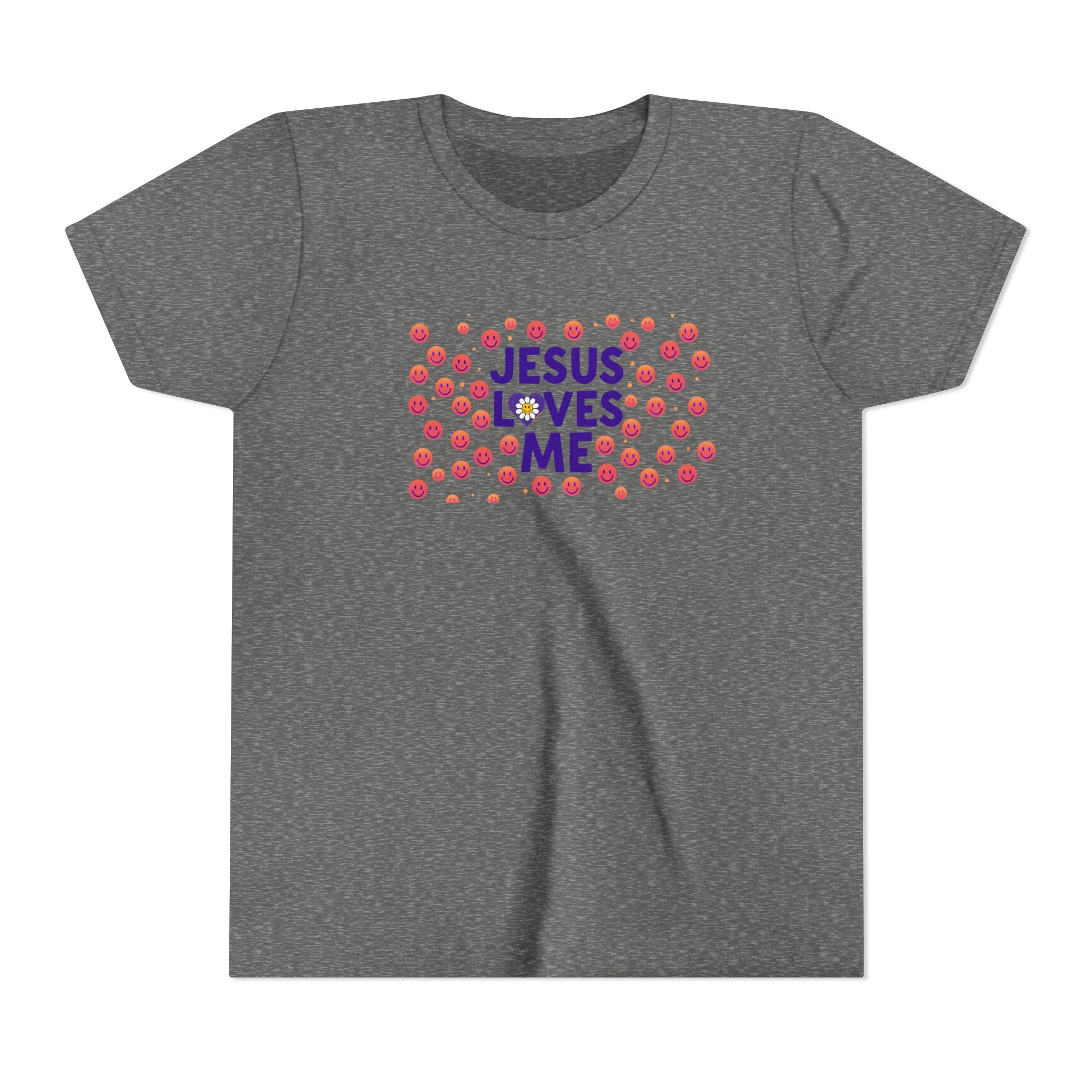 Youth Tee - "Jesus Loves Me" Colorful Dot Christian Kids Shirt