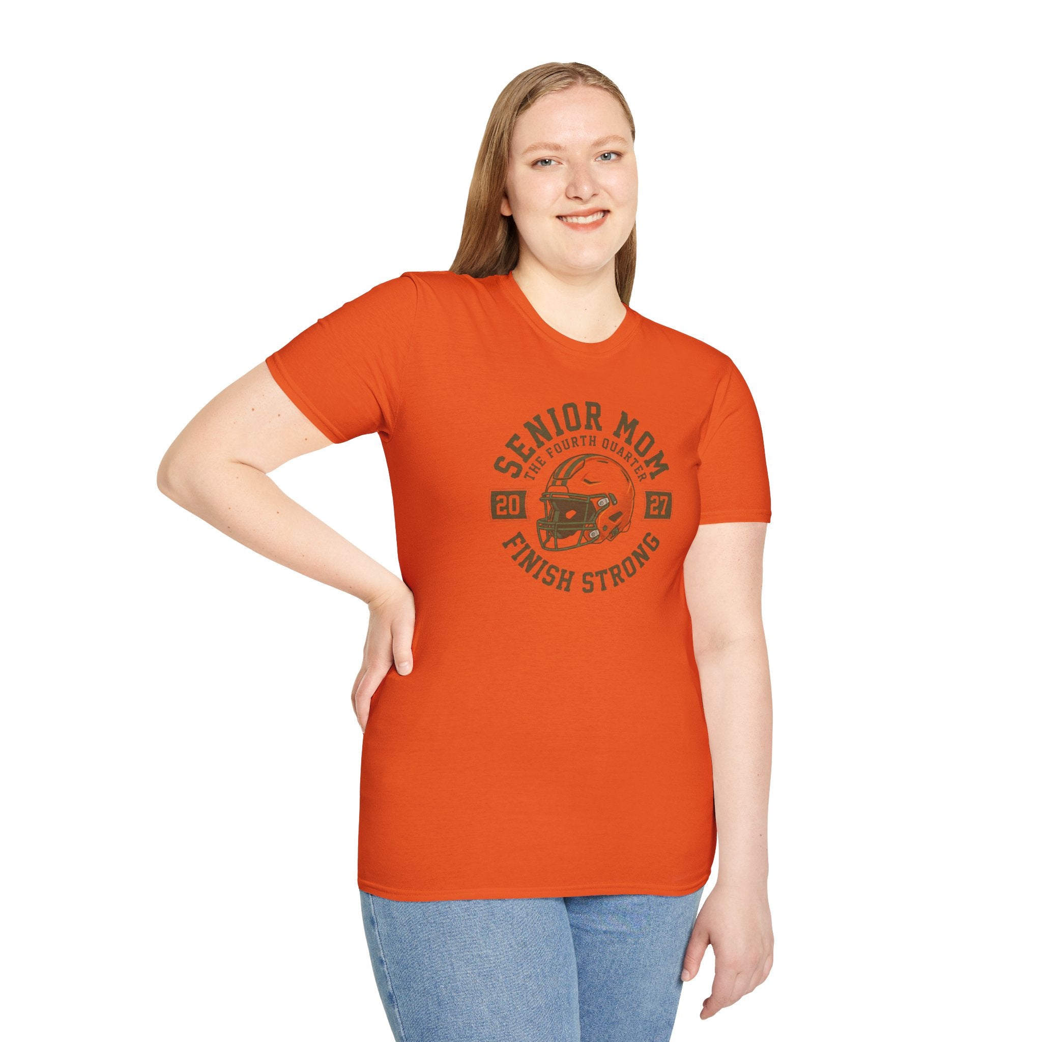 Senior Mom 2027 Football Helmet Tee — Finish Strong Mom Shirt