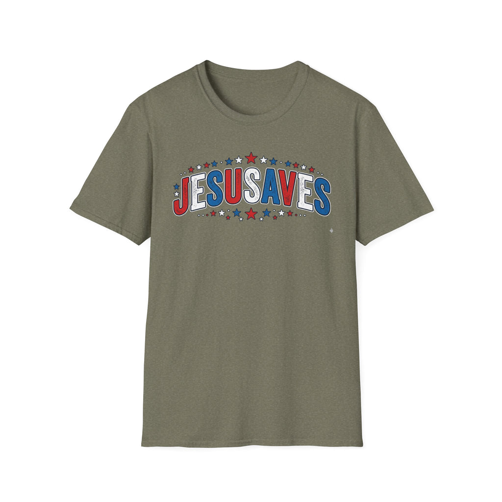 Jesus Saves T-Shirt — Patriotic Christian Faith Tee