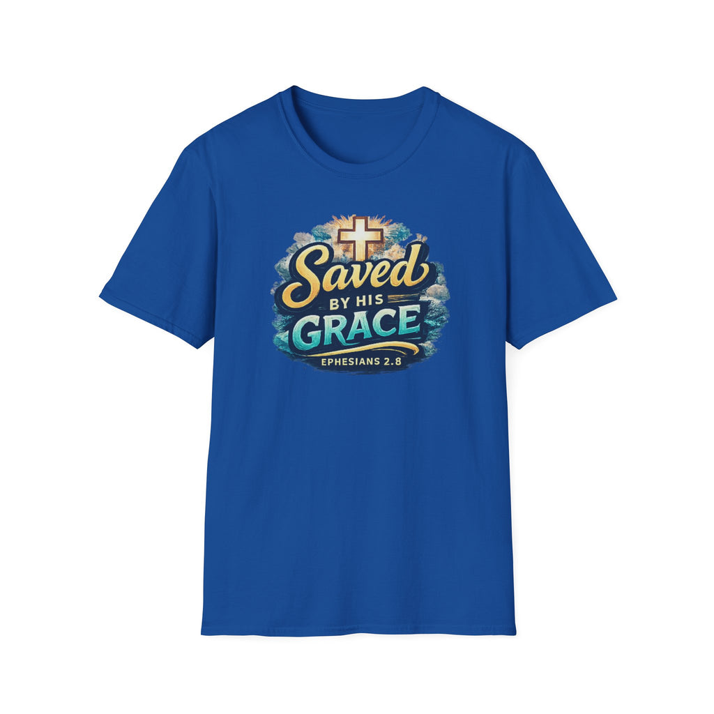 T-Shirt — "Saved by His Grace" Christian Faith Tee