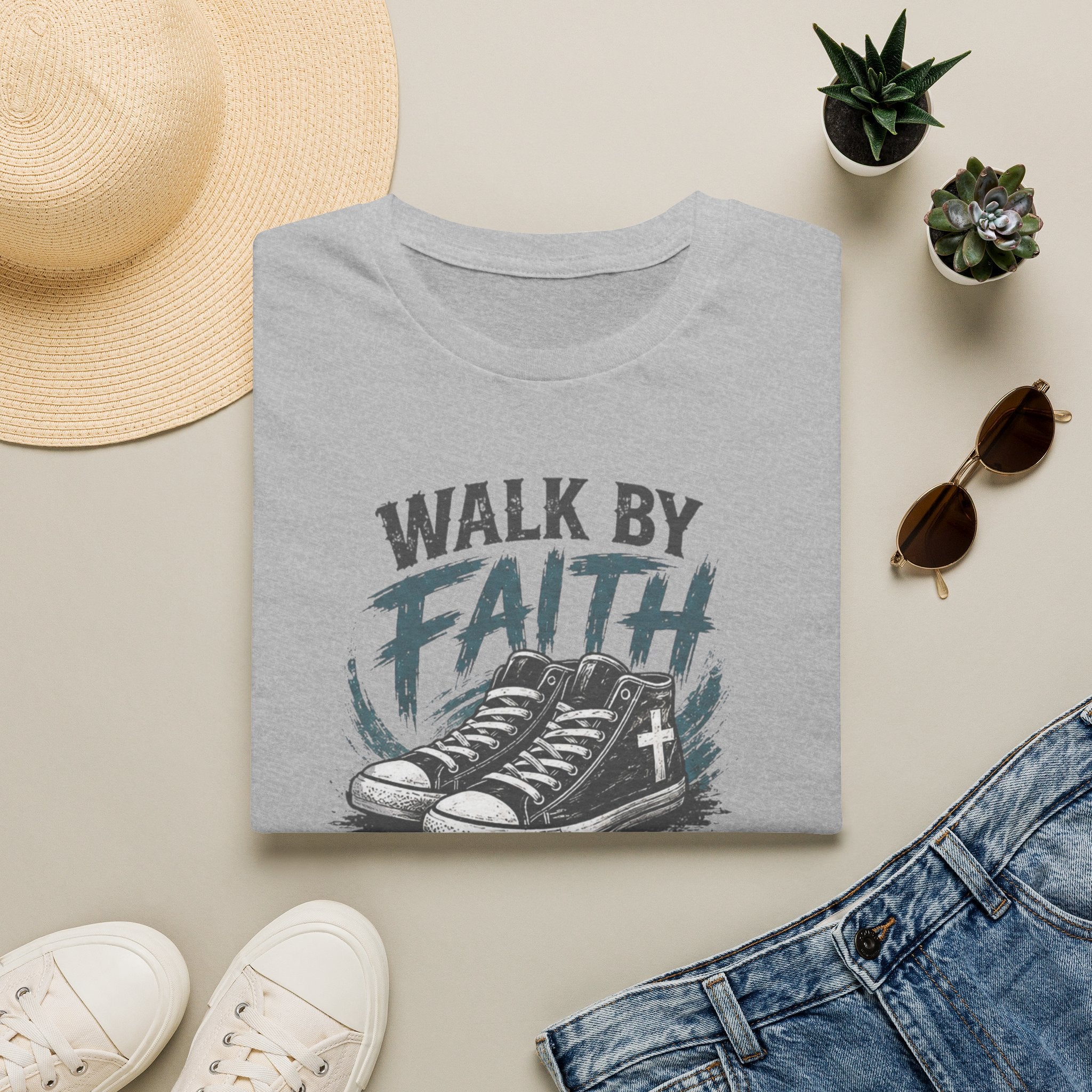 Walk by Faith T-Shirt — Christian Faith Graphic Tee (2 Corinthians 5:7)