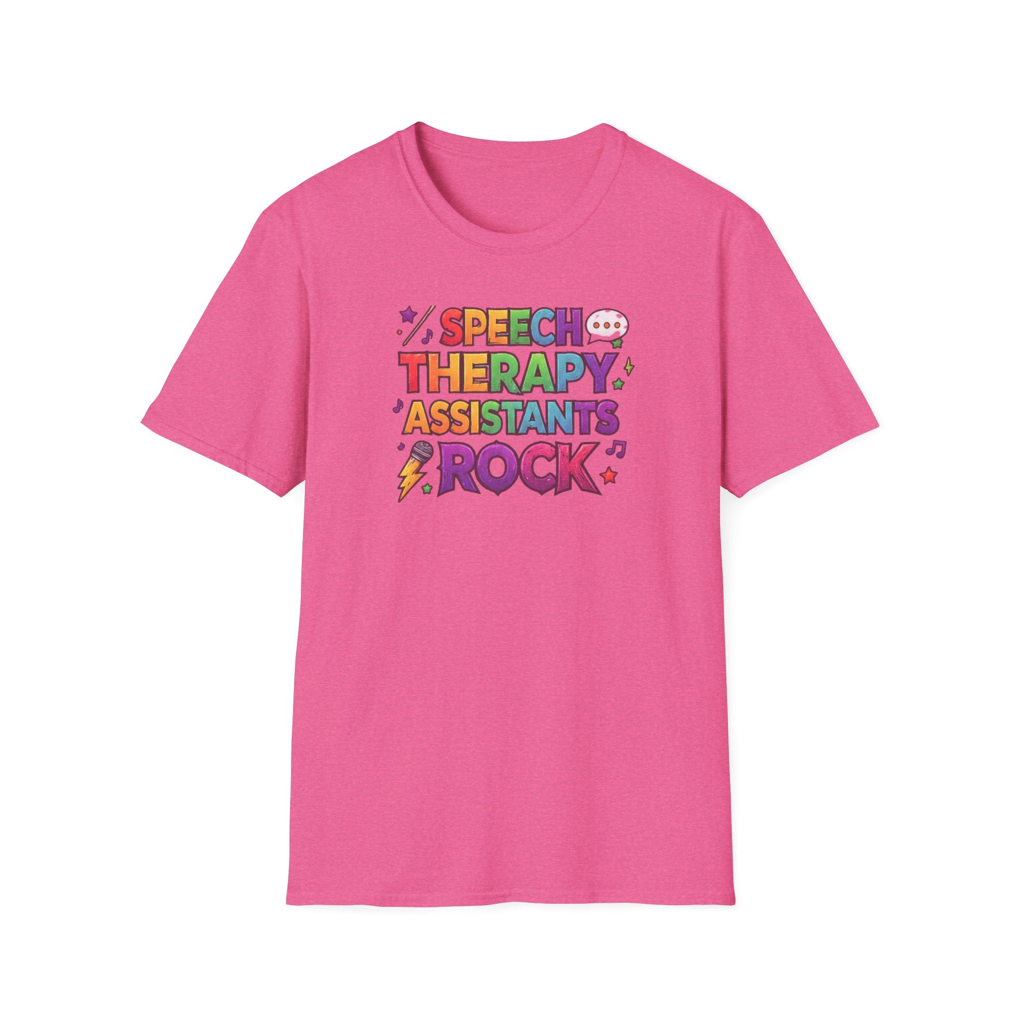 Speech Therapy Assistants Rock T-Shirt — Colorful Retro Pride Tee for SLP Assistants