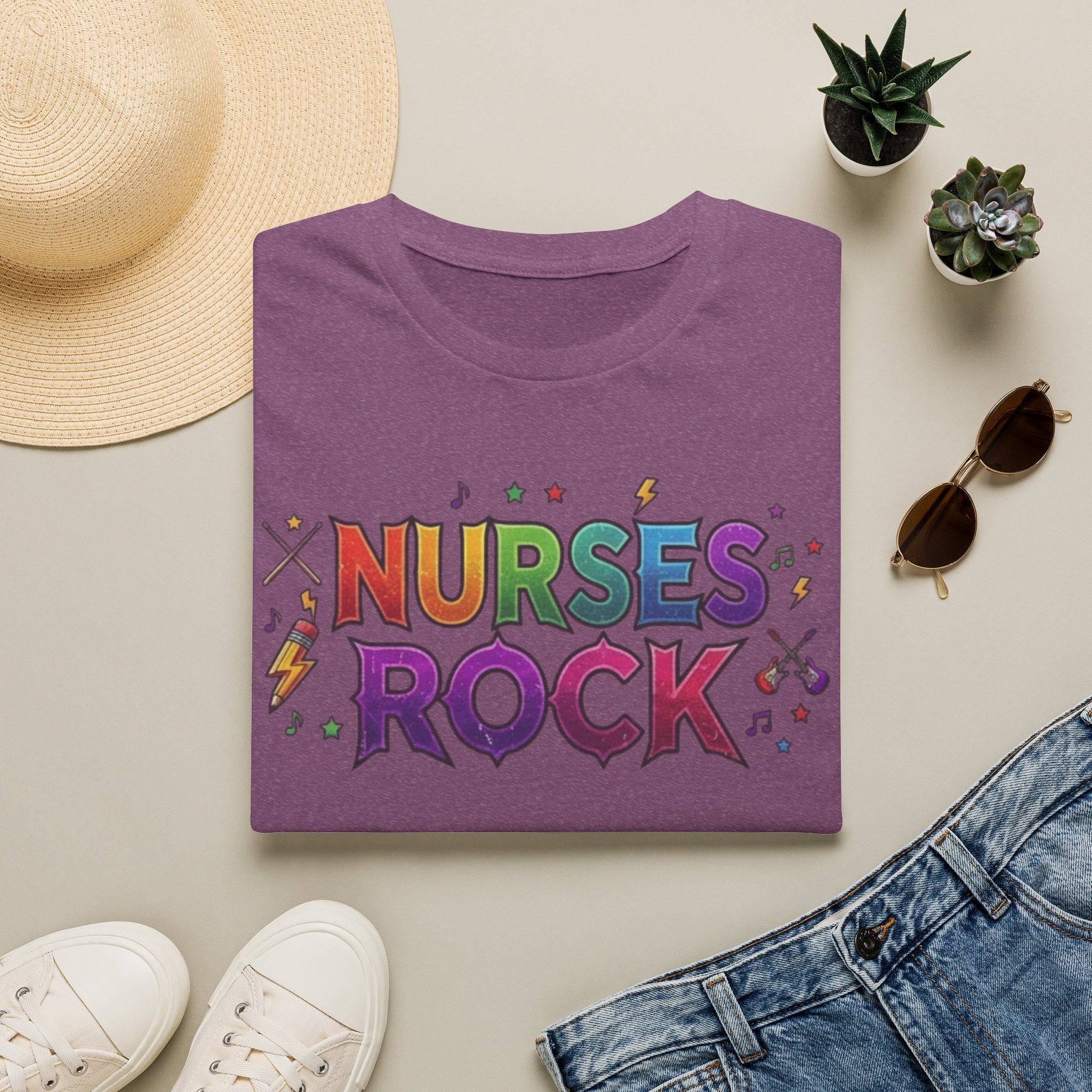 Nurses Rock T-Shirt — Colorful Retro Graphic Tee for Nurses