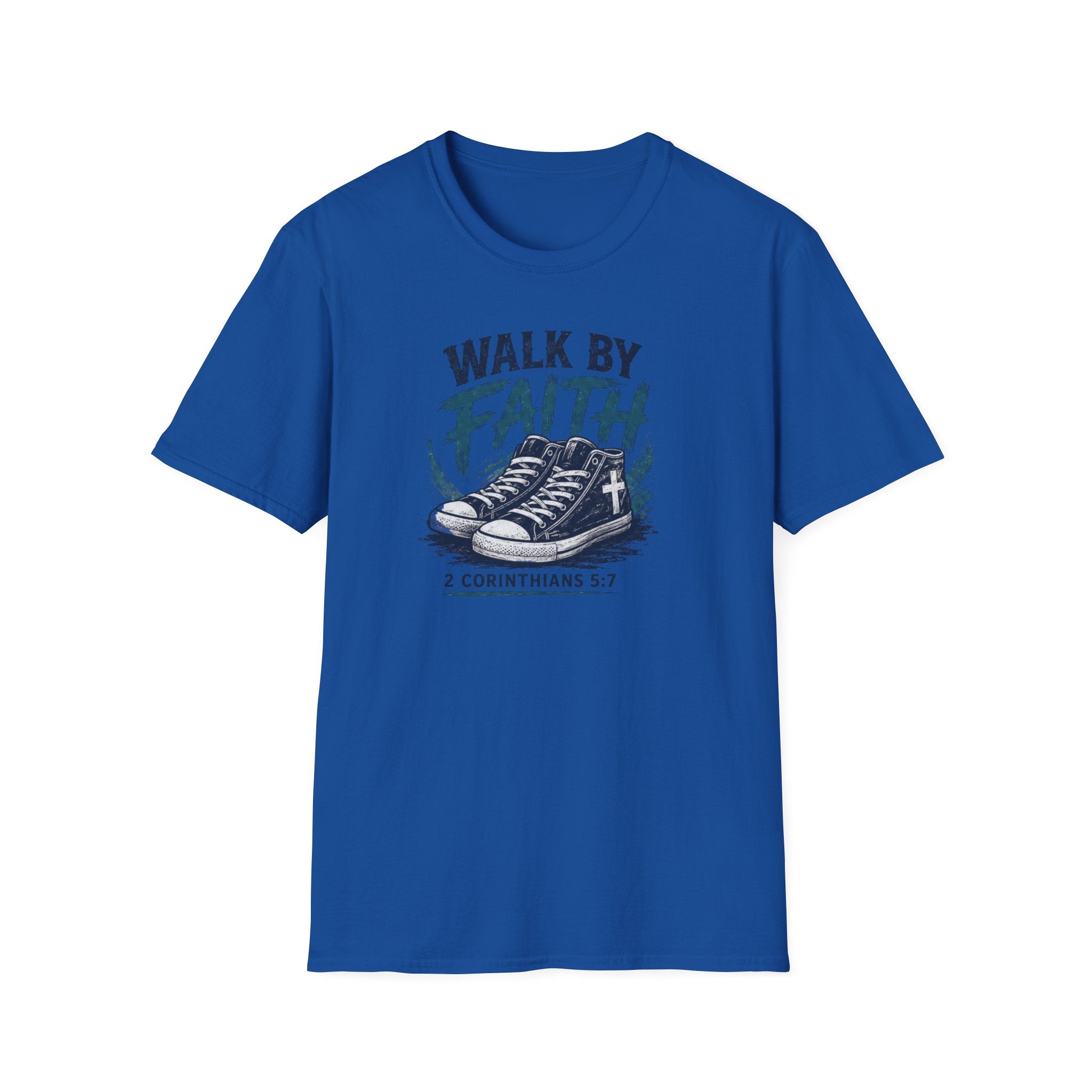 Walk by Faith T-Shirt — Christian Faith Graphic Tee (2 Corinthians 5:7)