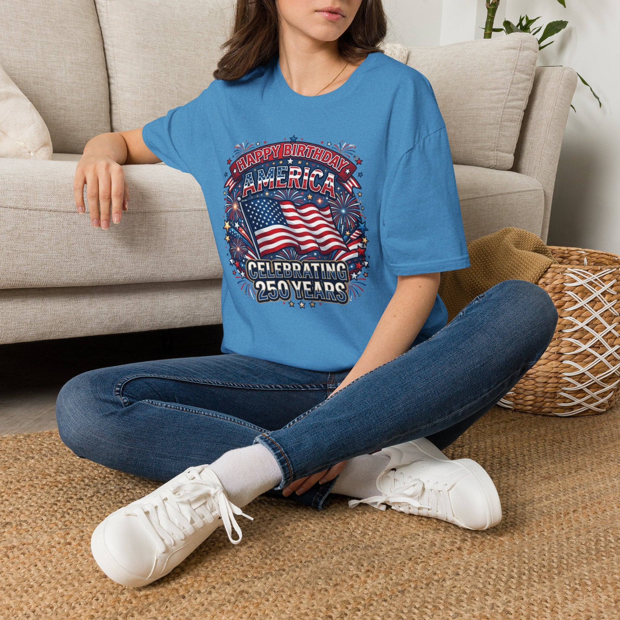 T-Shirt — "Happy Birthday America" Patriotic Flag Tee for 4th of July