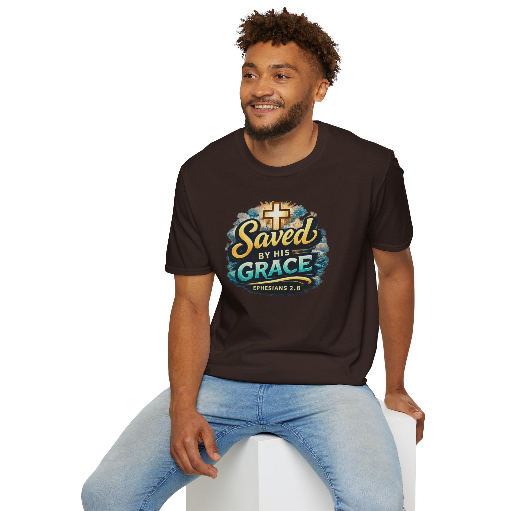 T-Shirt — "Saved by His Grace" Christian Faith Tee