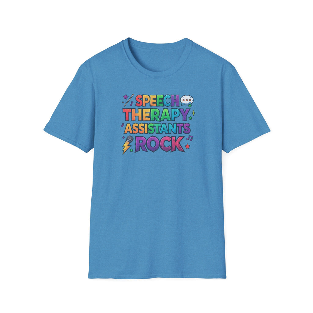 Speech Therapy Assistants Rock T-Shirt — Colorful Retro Pride Tee for SLP Assistants