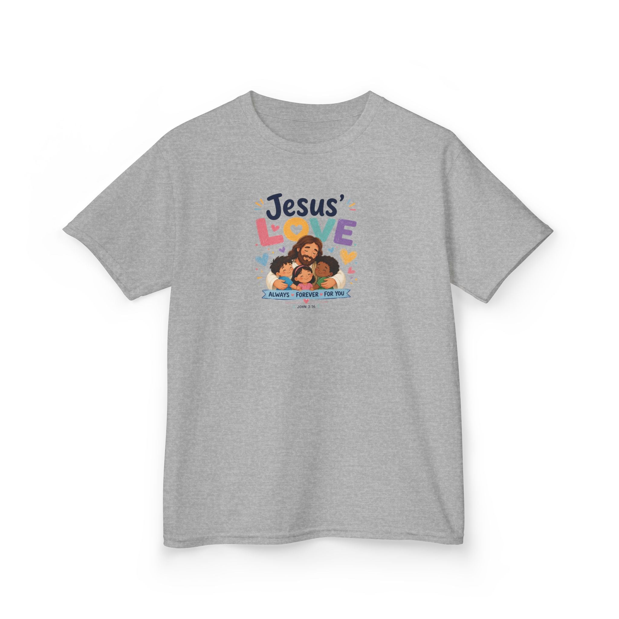 Kids Tee - "Jesus' Love" Colorful Faith Graphic