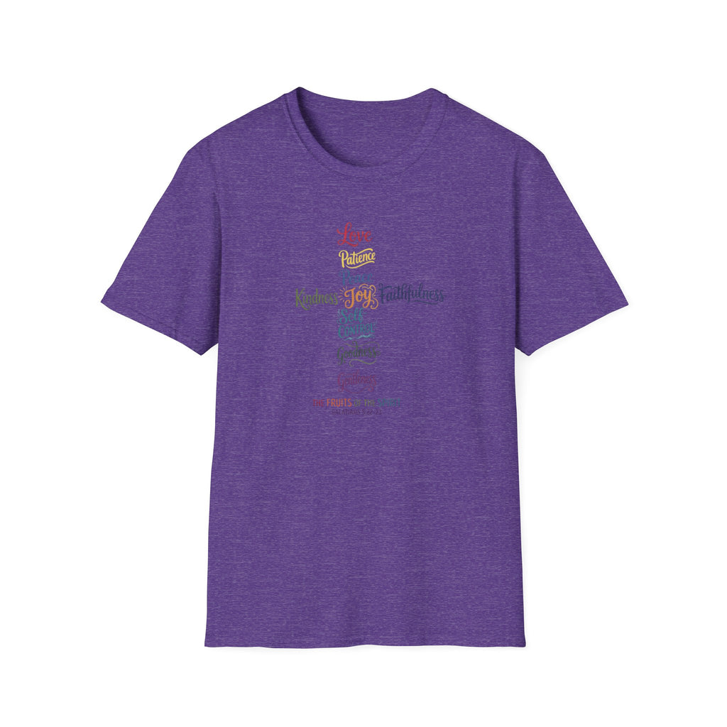Christian Cross Word Art T-Shirt — Fruits of the Spirit Faith Tee