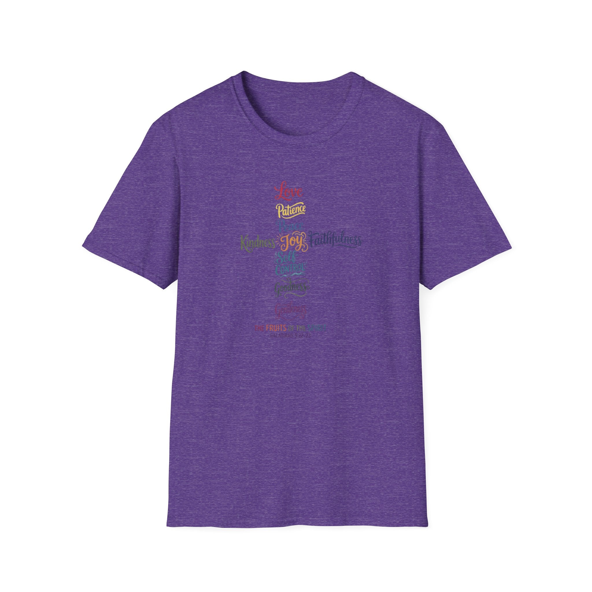 Christian Cross Word Art T-Shirt — Fruits of the Spirit Faith Tee
