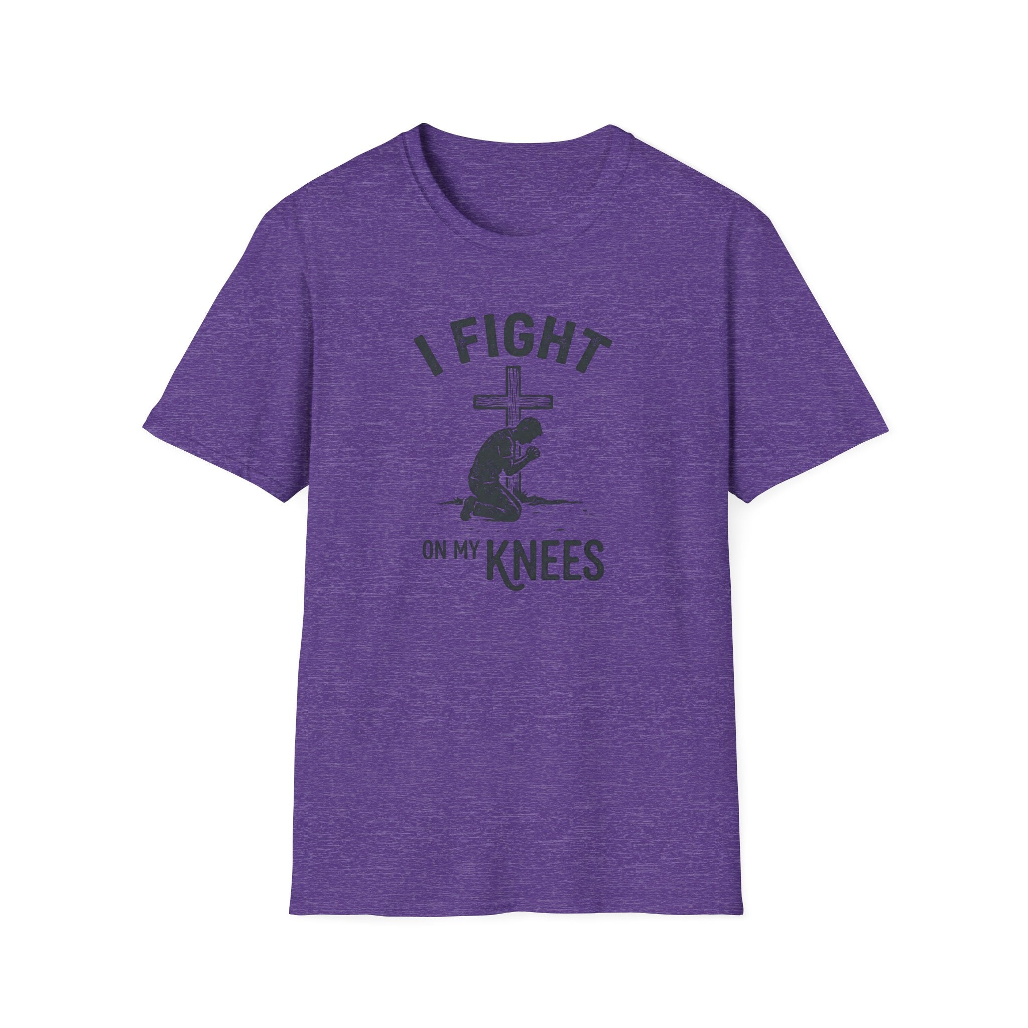 T-Shirt — "I Fight on My Knees" Prayer Graphic