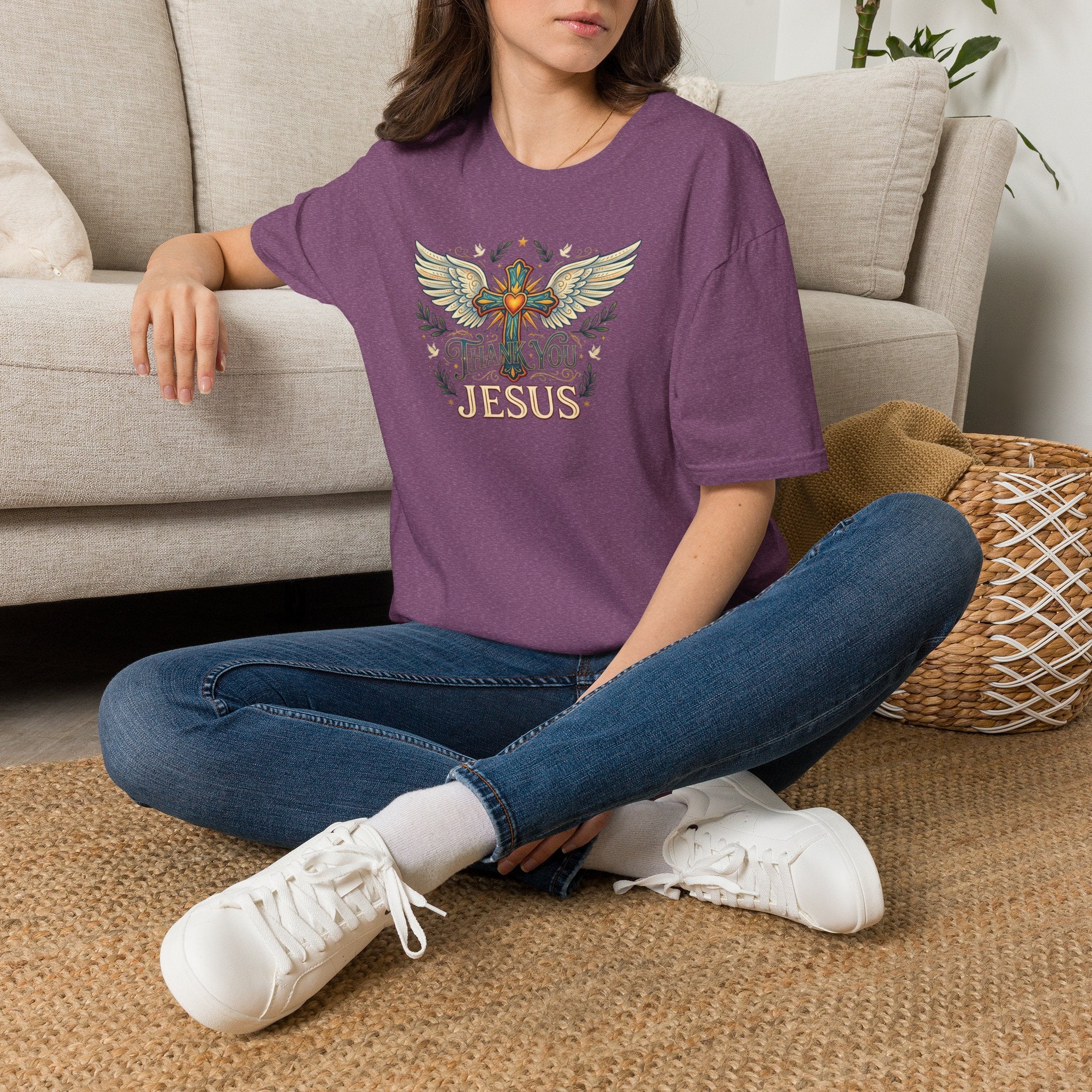 Thank You Jesus T-Shirt — Winged Cross Christian Faith Tee