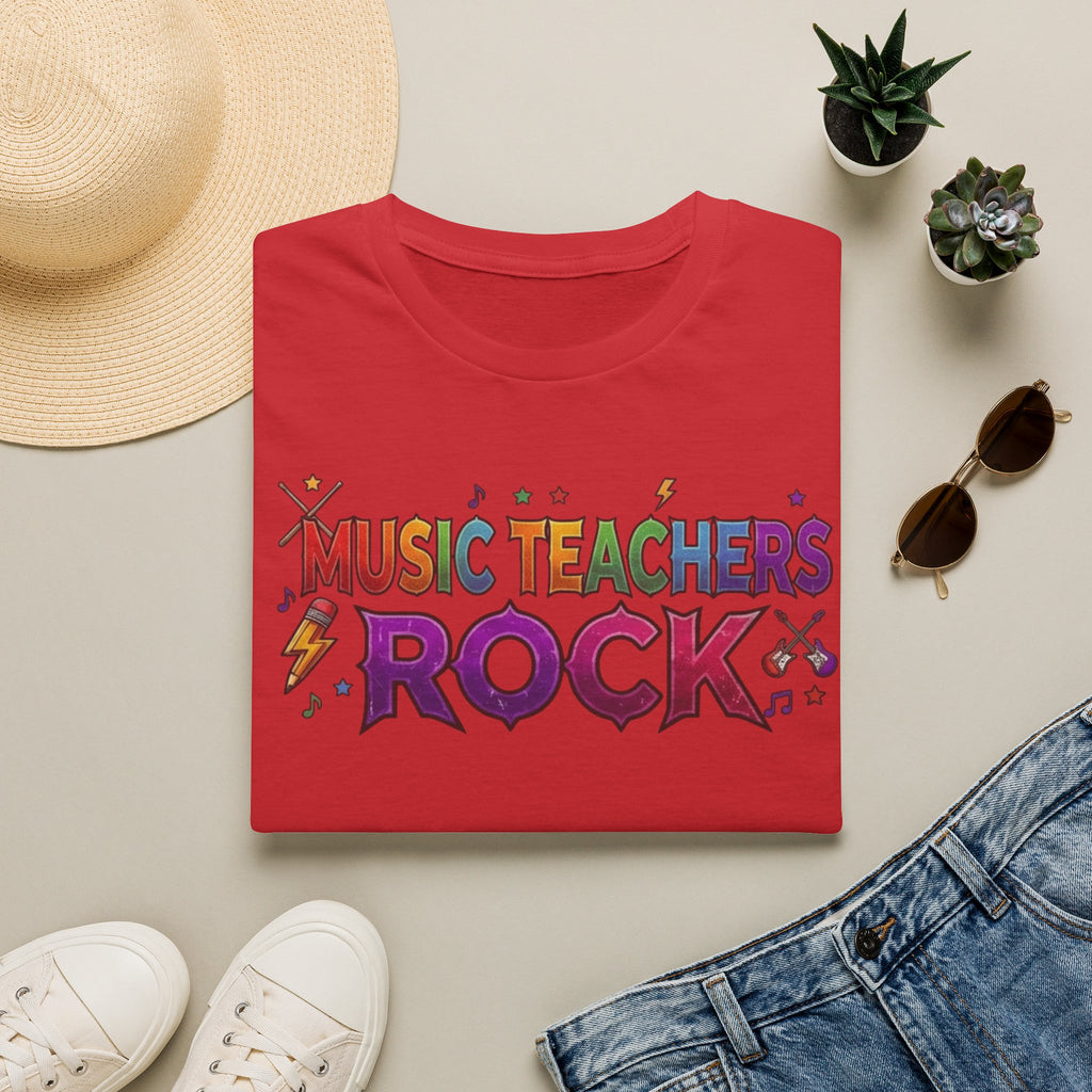 Music Teachers Rock T‑Shirt — Funky Colorful Graphic Tee for Music Educators
