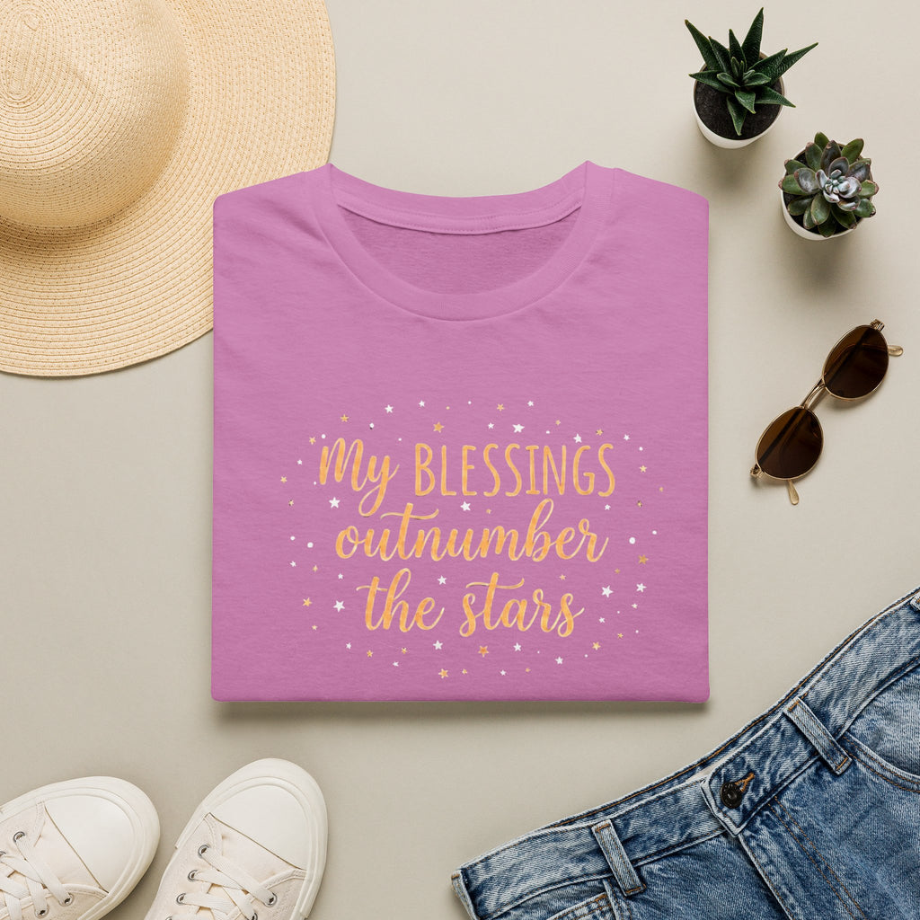 T-Shirt — “My Blessings Outnumber the Stars” Inspirational Script Tee
