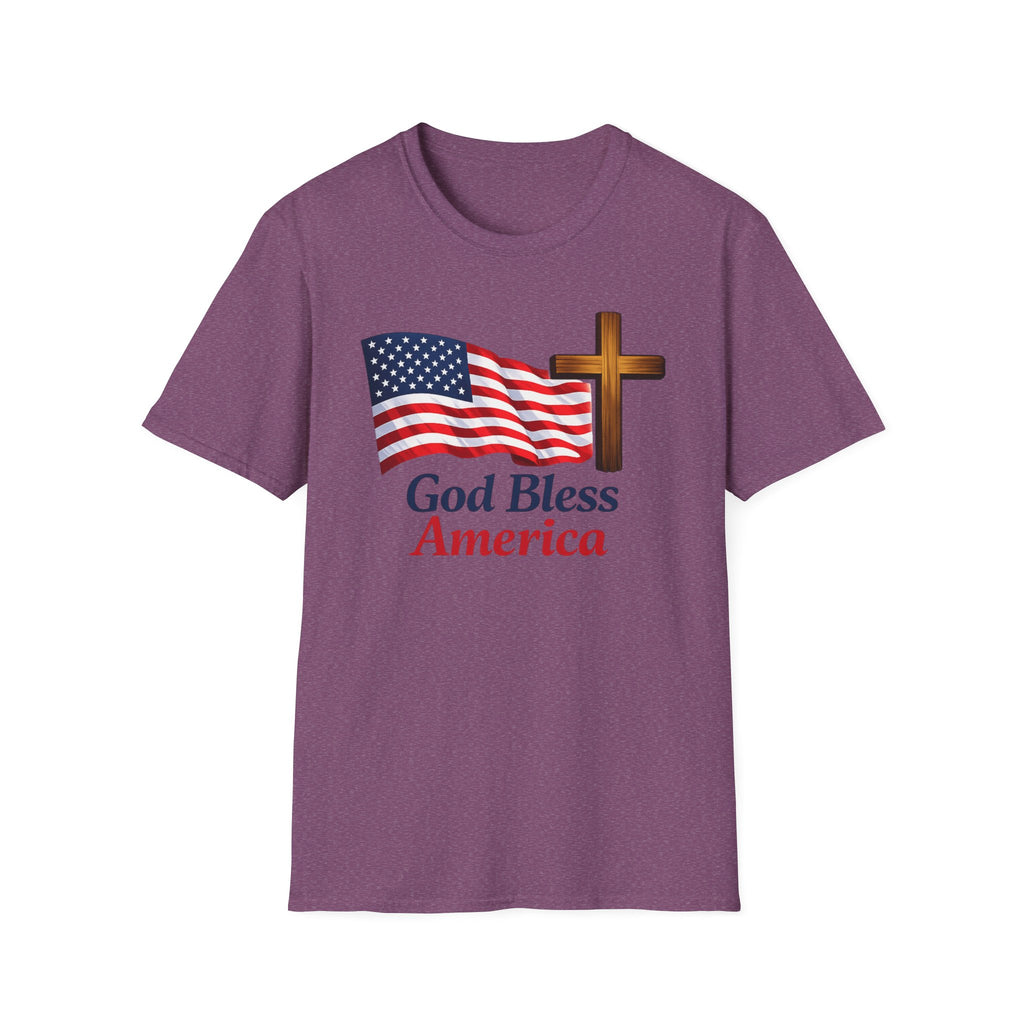 God Bless America T-Shirt — American Flag & Cross Patriotic Faith Tee