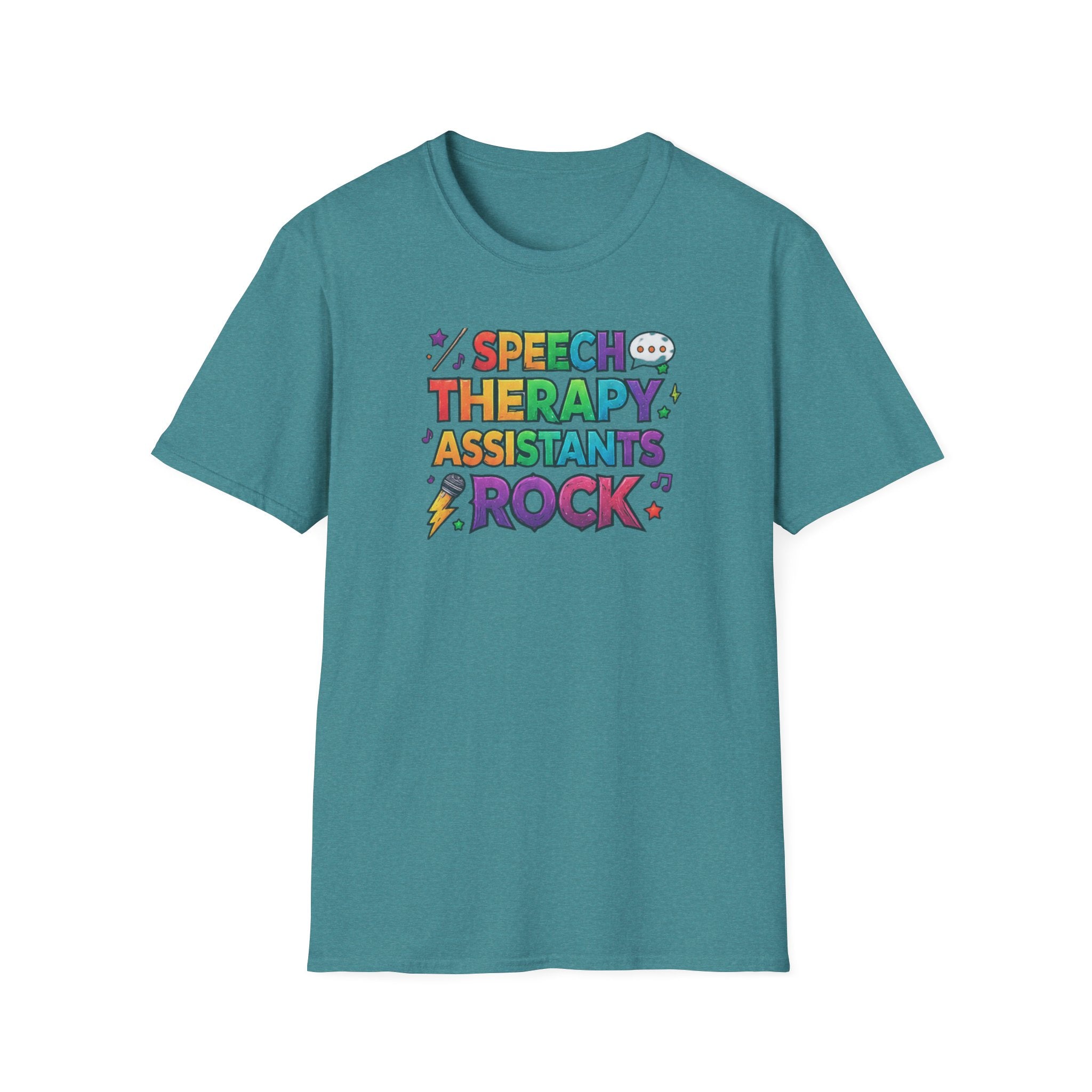 Speech Therapy Assistants Rock T-Shirt — Colorful Retro Pride Tee for SLP Assistants