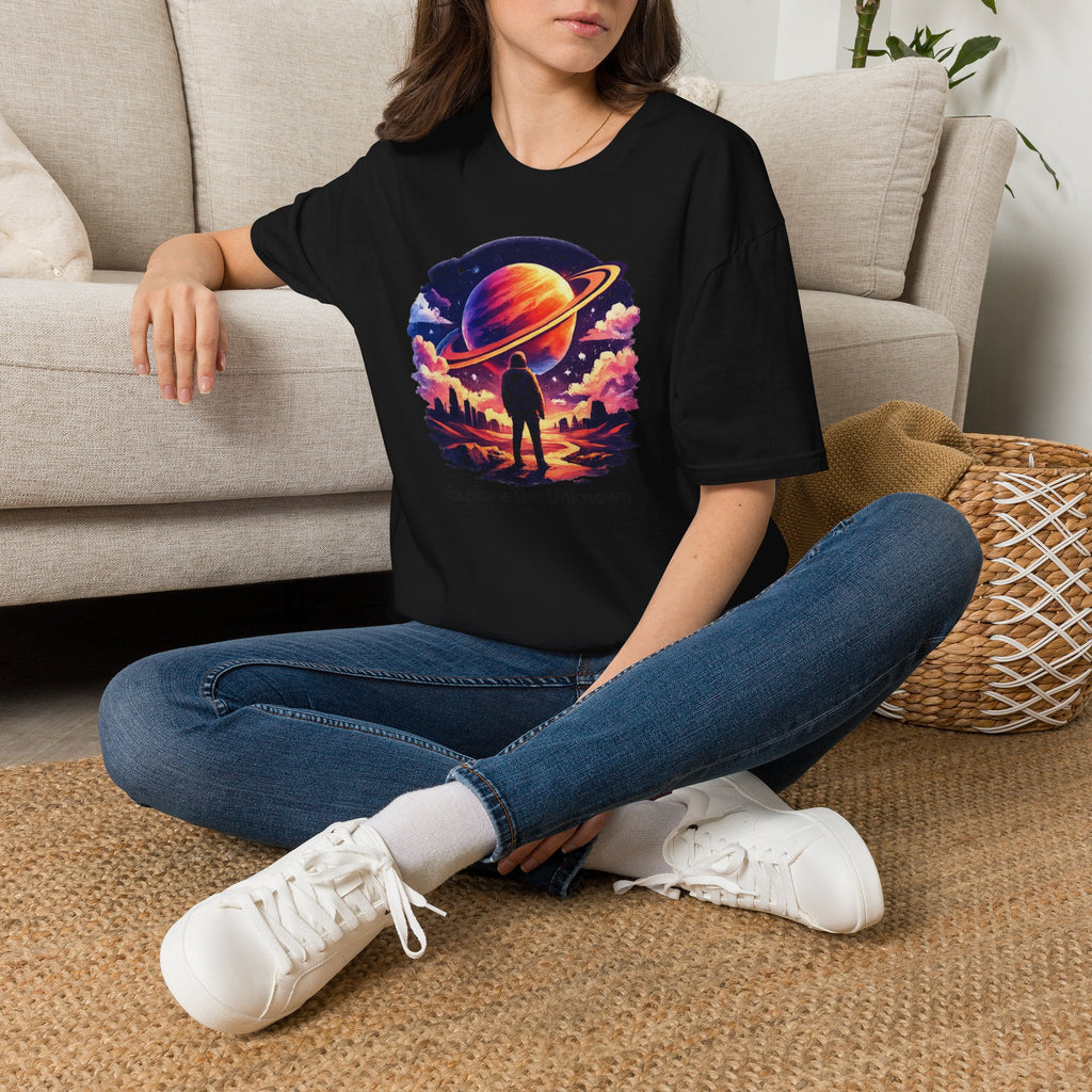 Explore The Unknown T‑Shirt — Cosmic Planet Graphic Tee