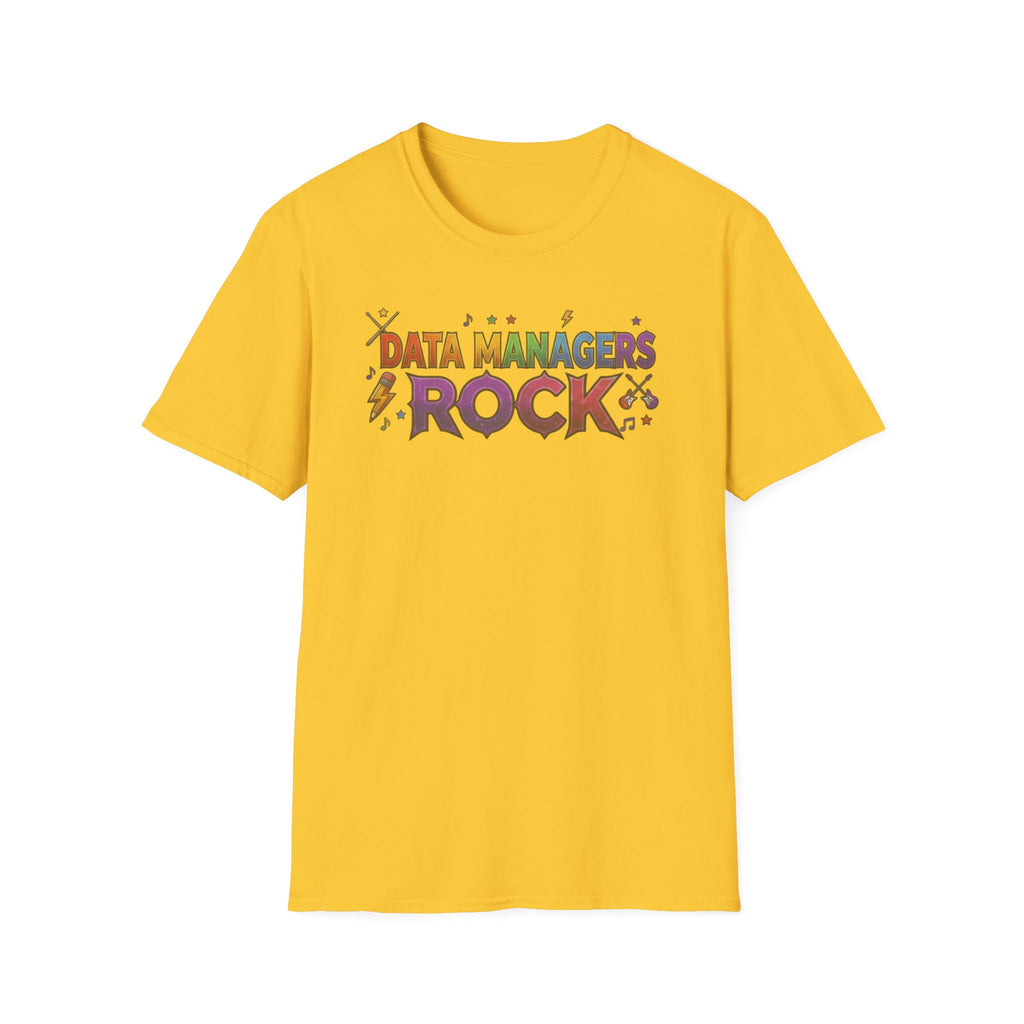 Data Managers Rock T-Shirt — Retro Rock Band Style Shirt for Data Professionals