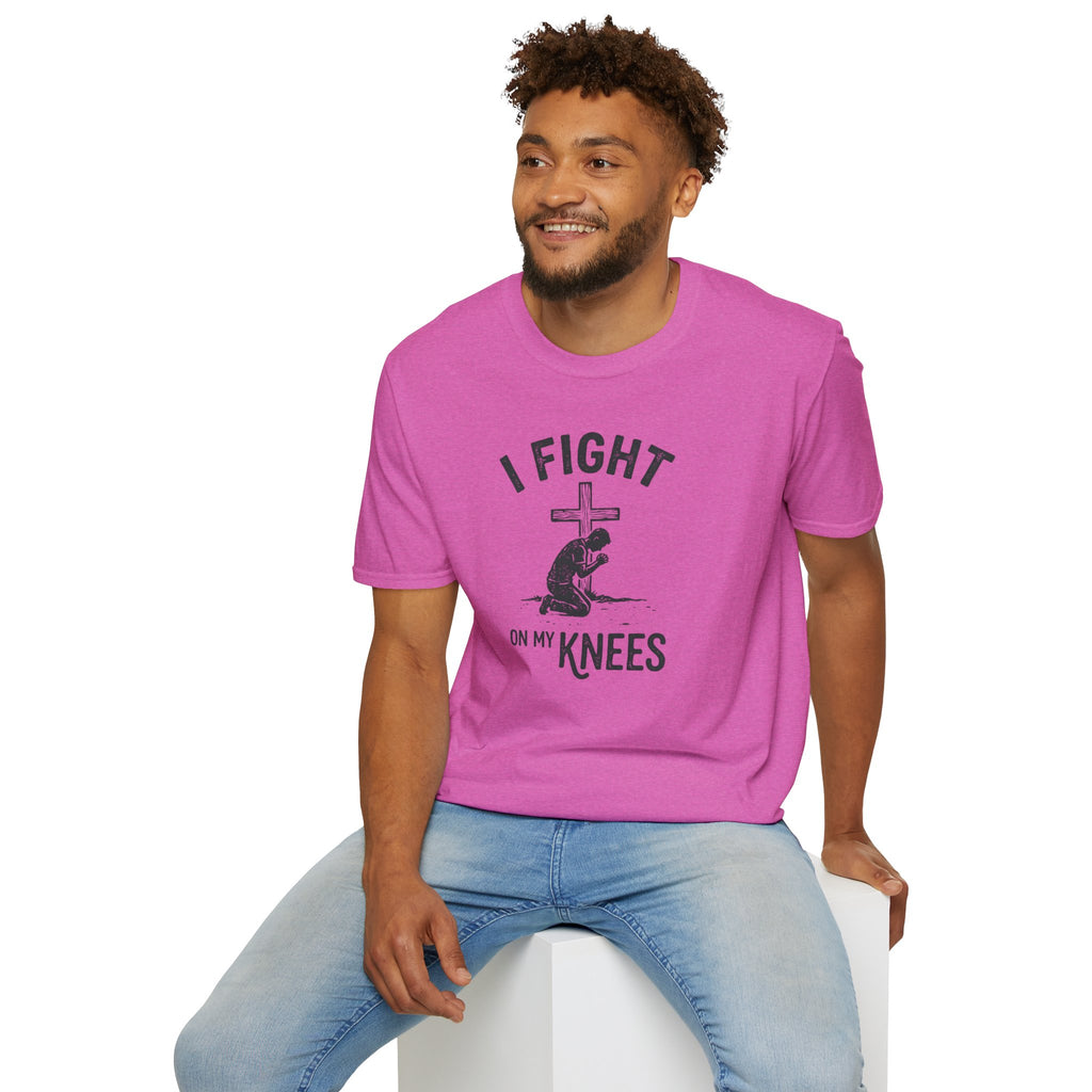 T-Shirt — "I Fight on My Knees" Prayer Graphic