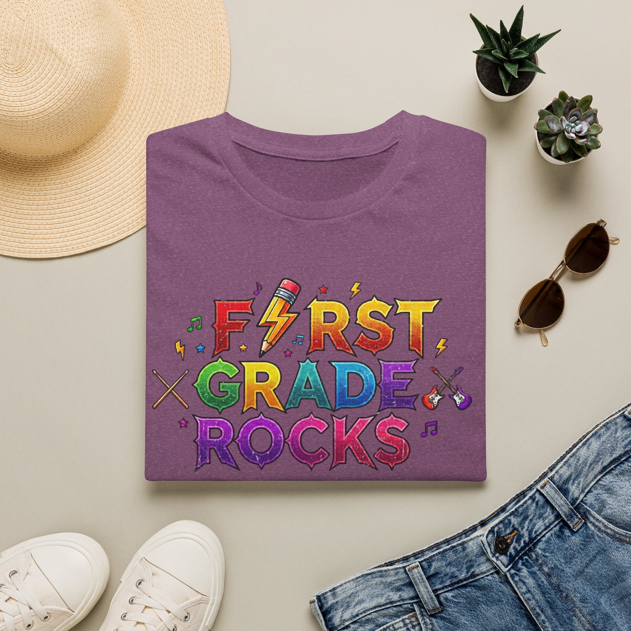 First Grade Rocks T-Shirt — Colorful Back-to-School Tee for Teachers & Students