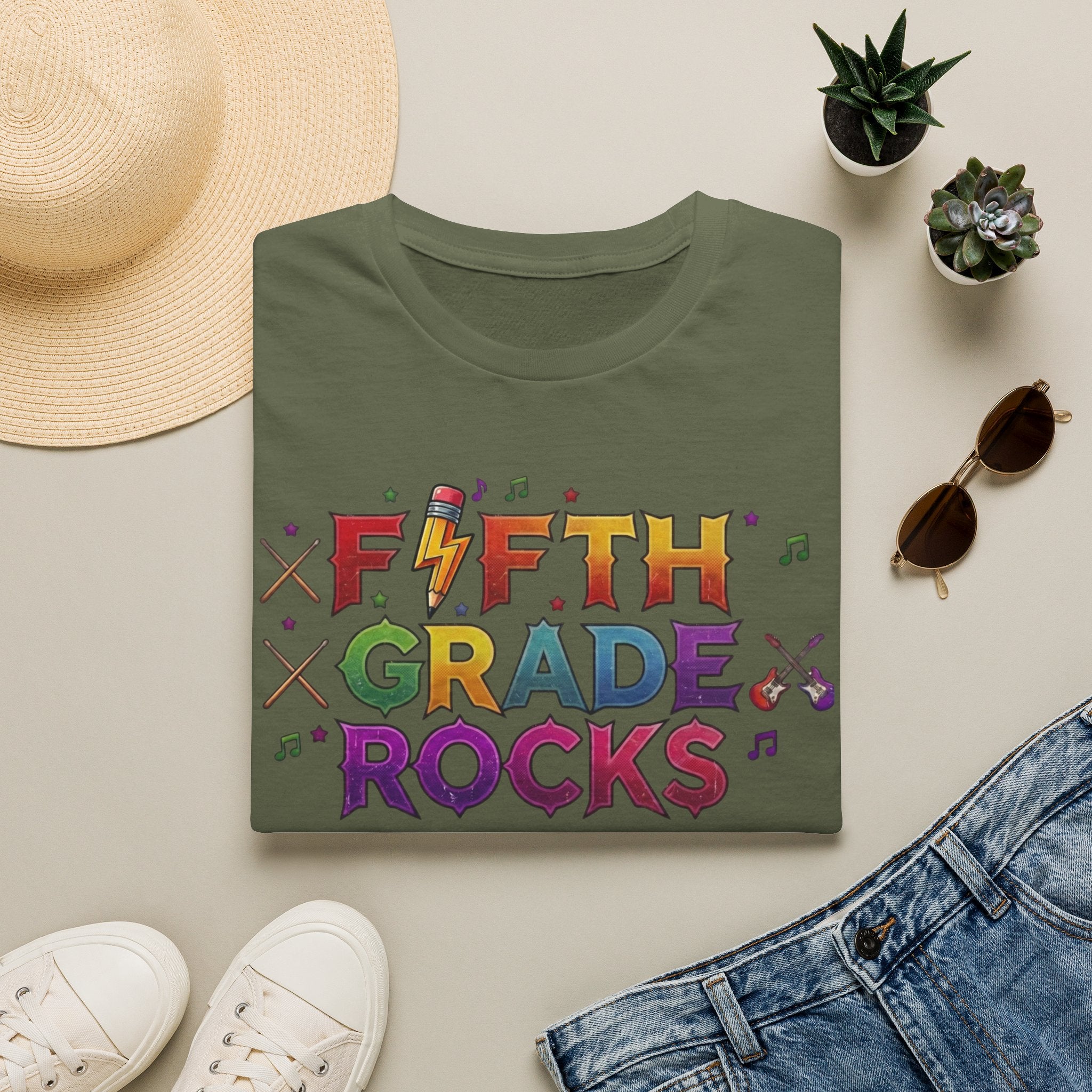 Fifth Grade Rocks T-Shirt — Colorful Back-to-School Teacher & Student Tee
