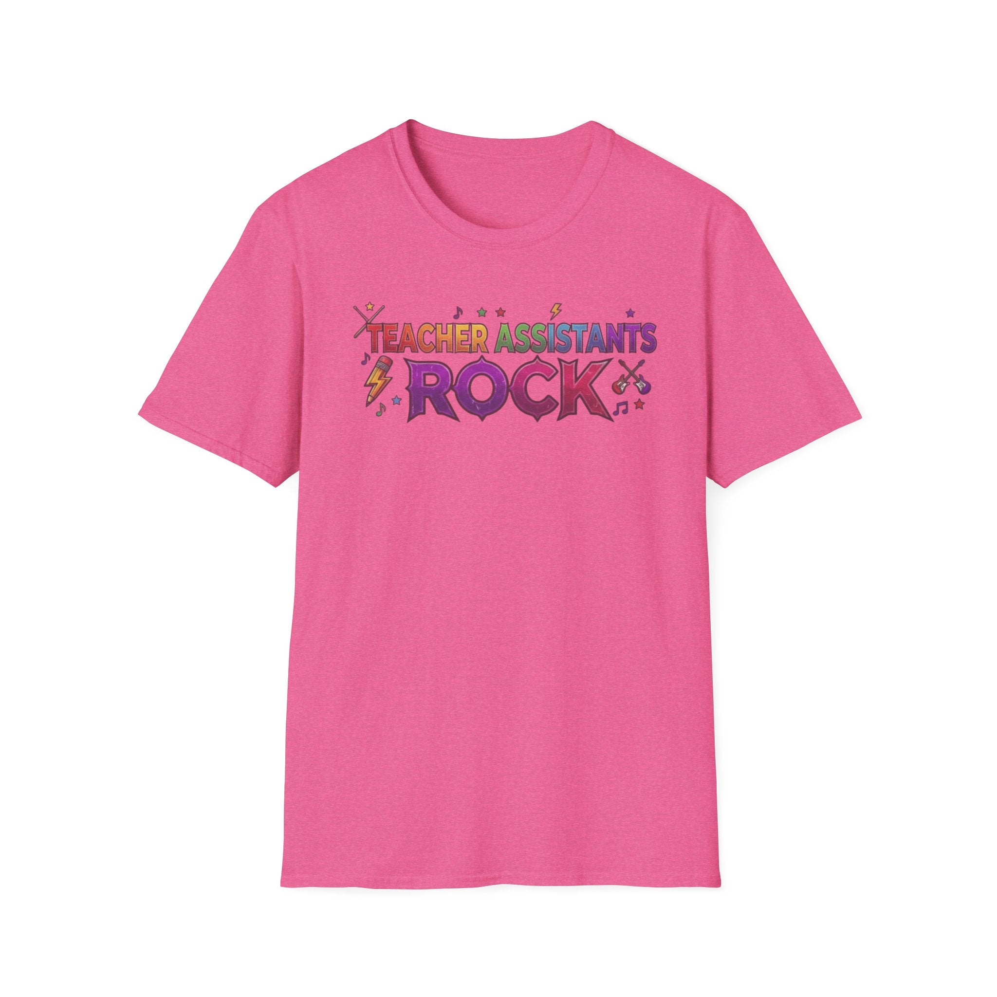 Teacher Assistants Rock T-Shirt — Colorful Retro School Support Staff Tee