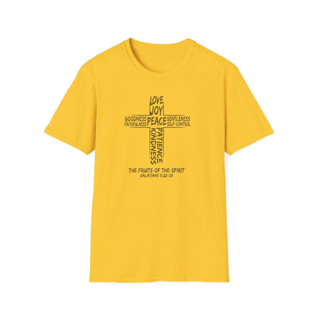 Faith Cross T-Shirt — 'Fruit of the Spirit' Typography Tee (Love, Joy, Peace)