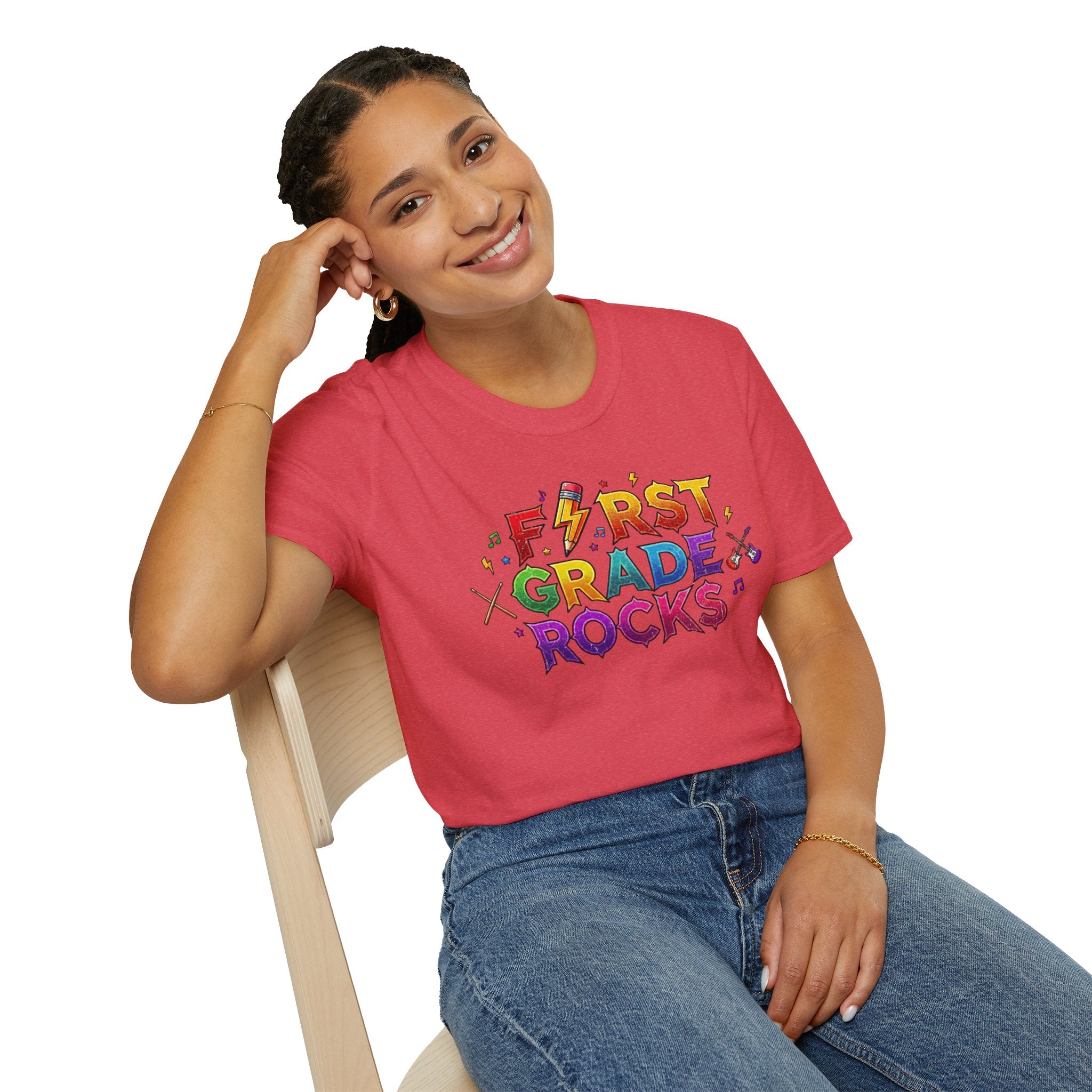 First Grade Rocks T-Shirt — Colorful Back-to-School Tee for Teachers & Students