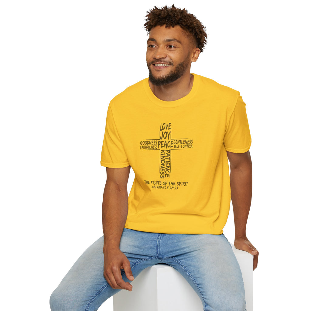 Faith Cross T-Shirt — 'Fruit of the Spirit' Typography Tee (Love, Joy, Peace)