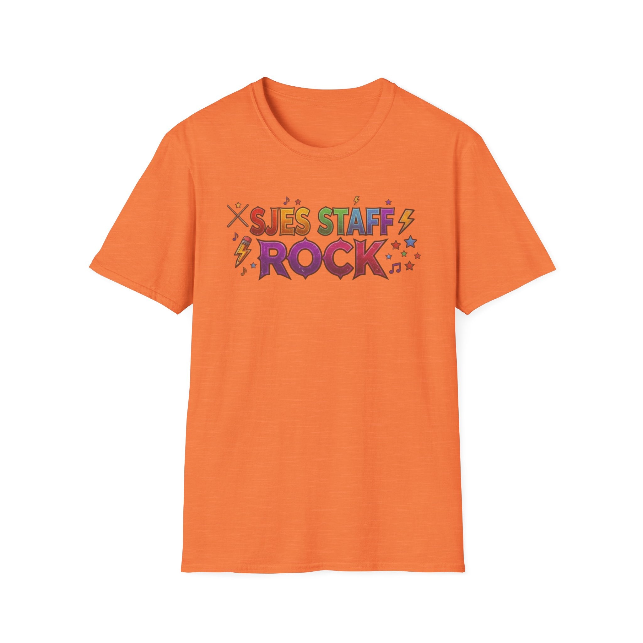 SJES Staff Rock T-Shirt — Colorful Retro School Staff Appreciation Tee