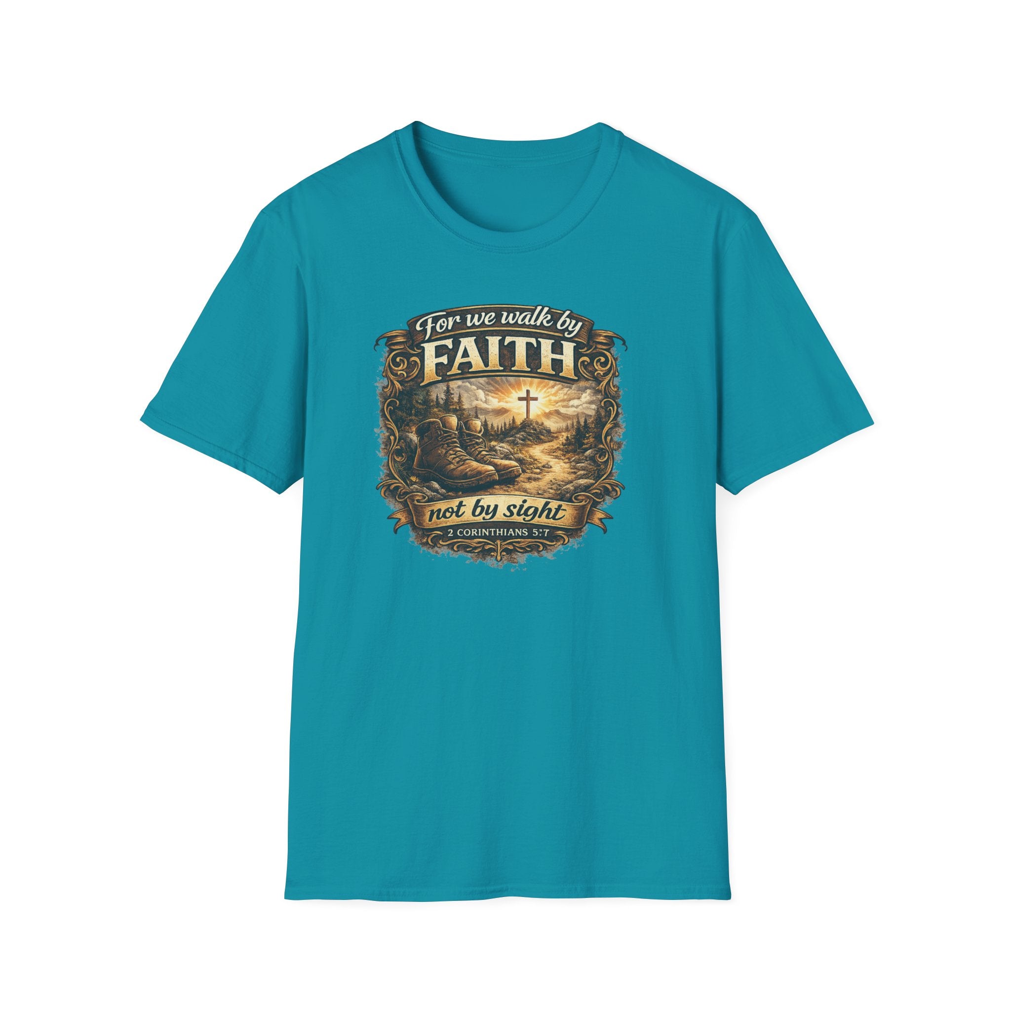 For We Walk By Faith Not By Sight Christian Tee