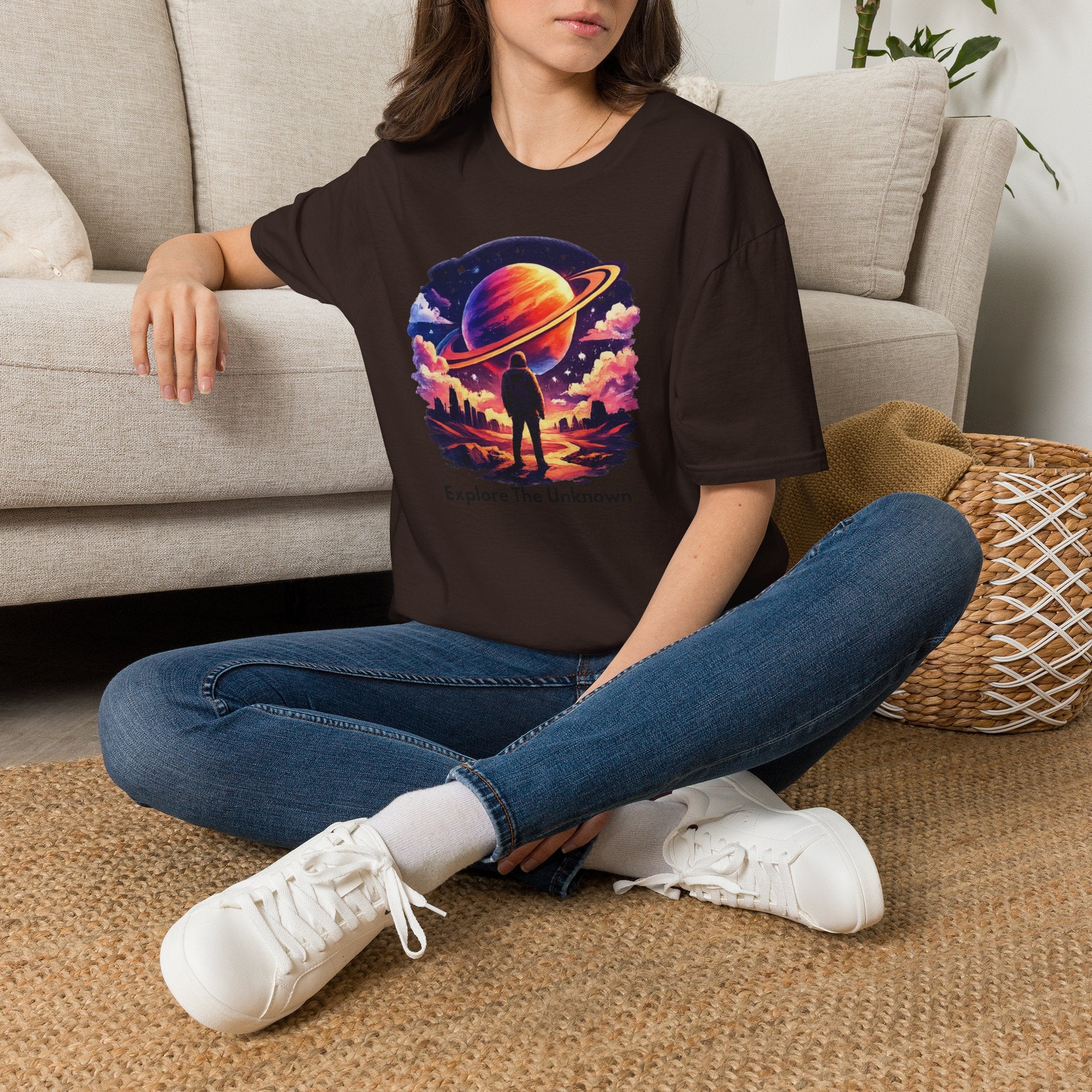 Explore The Unknown T‑Shirt — Cosmic Planet Graphic Tee