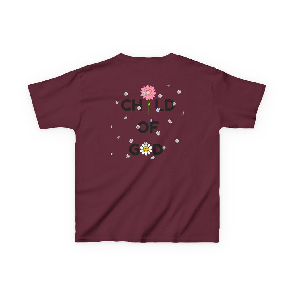 Child of God Kids Tee — Floral Daisy Christian T‑Shirt for Girls & Boys