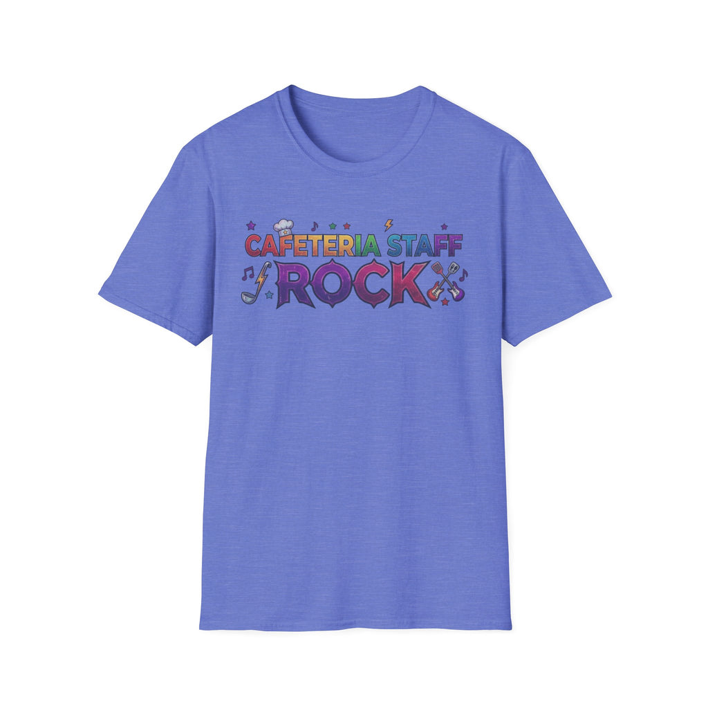 Cafeteria Staff Rock T-Shirt — Retro Rainbow School Lunch Crew Tee