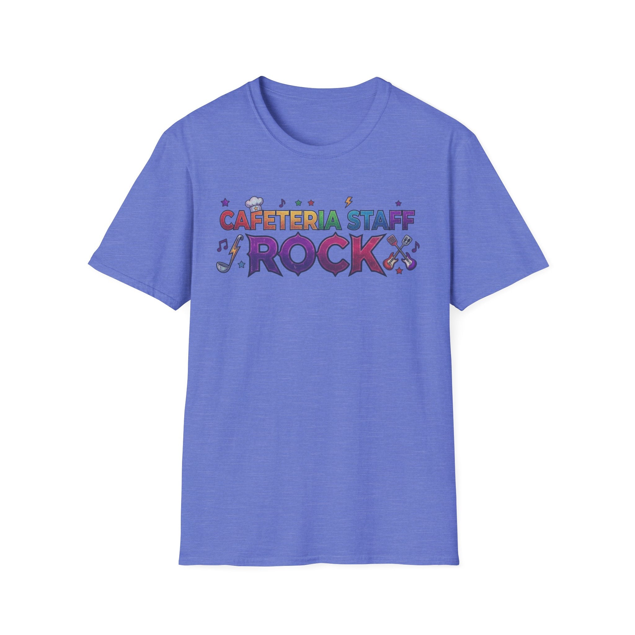 Cafeteria Staff Rock T-Shirt — Retro Rainbow School Lunch Crew Tee