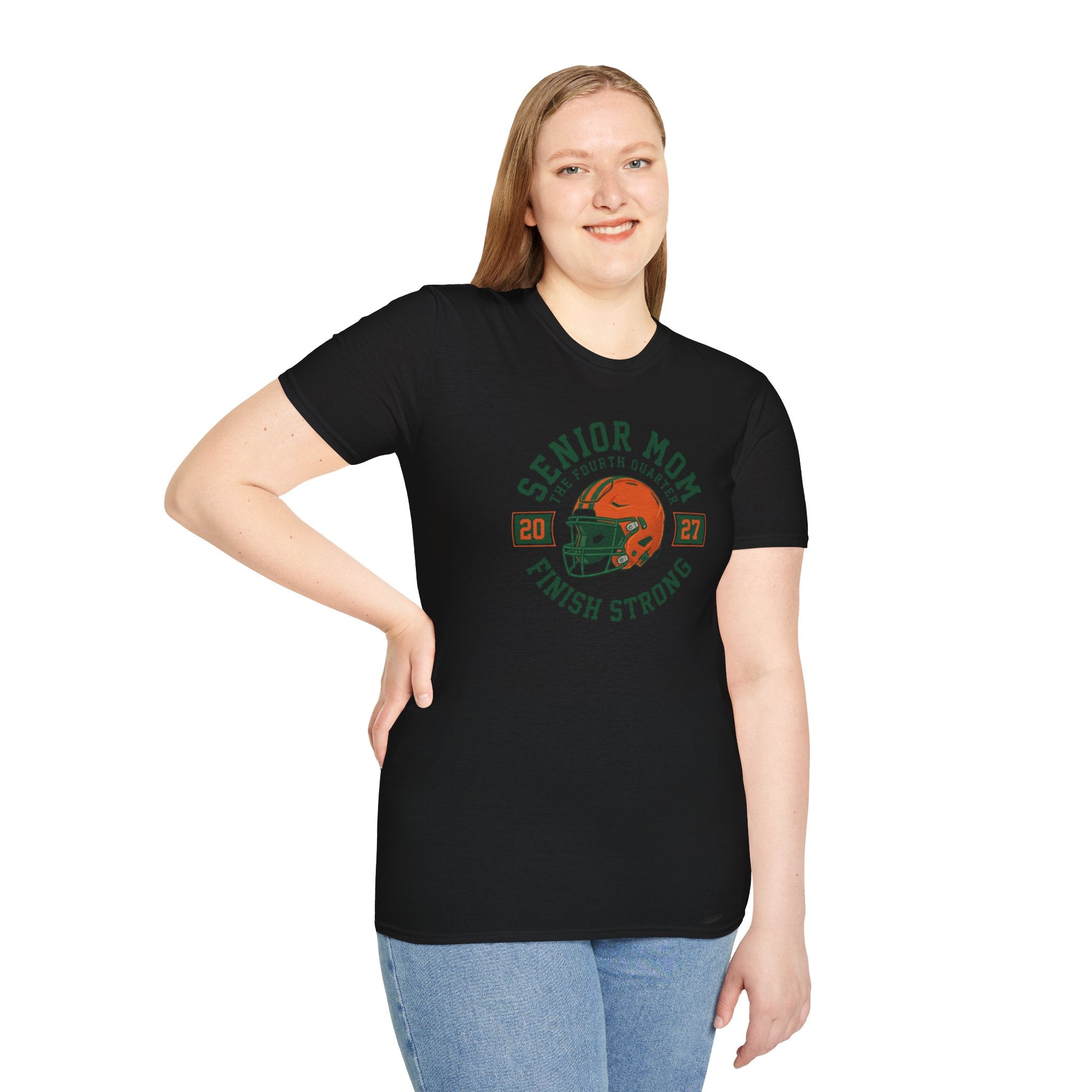 Senior Mom 2027 Football Helmet Tee — Finish Strong Mom Shirt